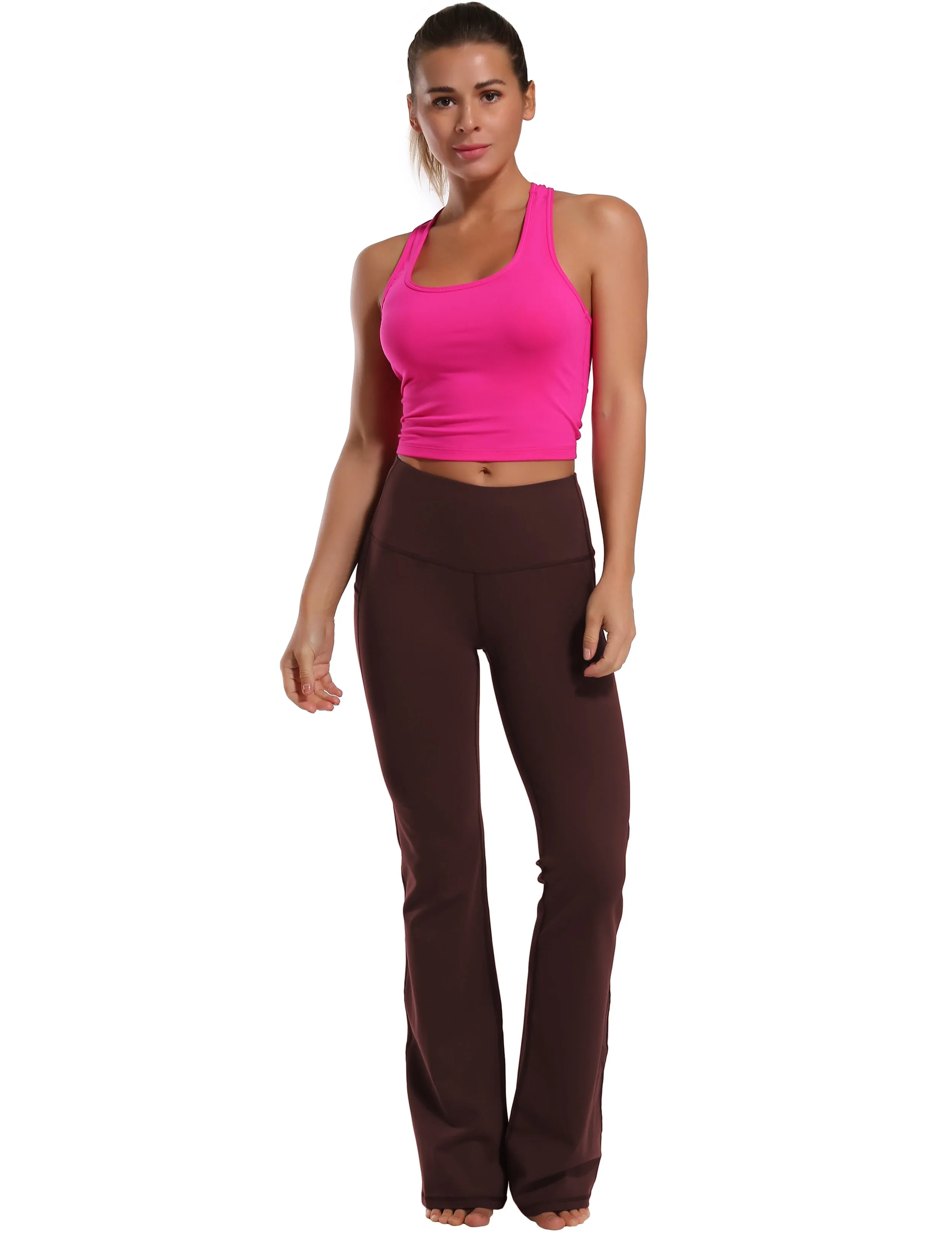 29" 31" 33" 35" 37"  Side Pockets Bootcut Leggings mahoganymaroon_yoga