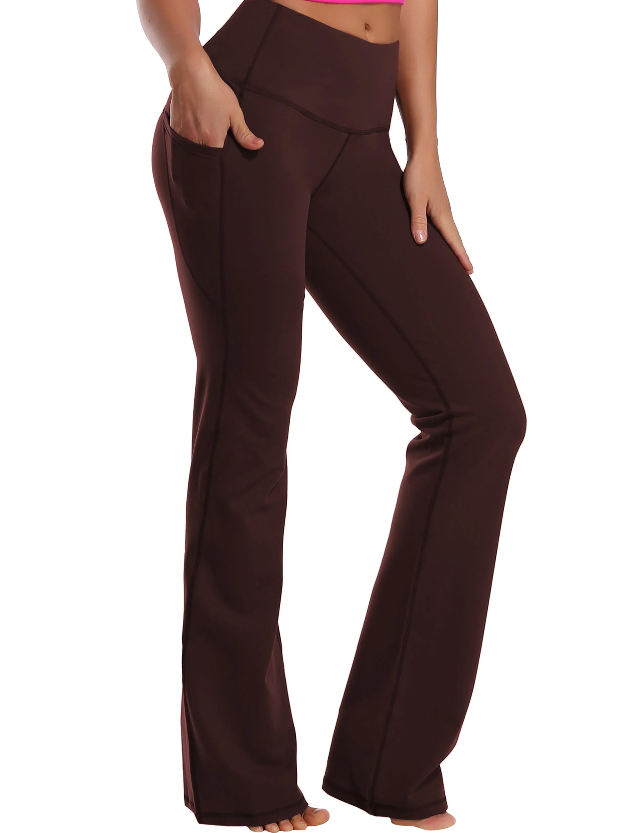 29" 31" 33" 35" 37"  Side Pockets Bootcut Leggings mahoganymaroon_yoga