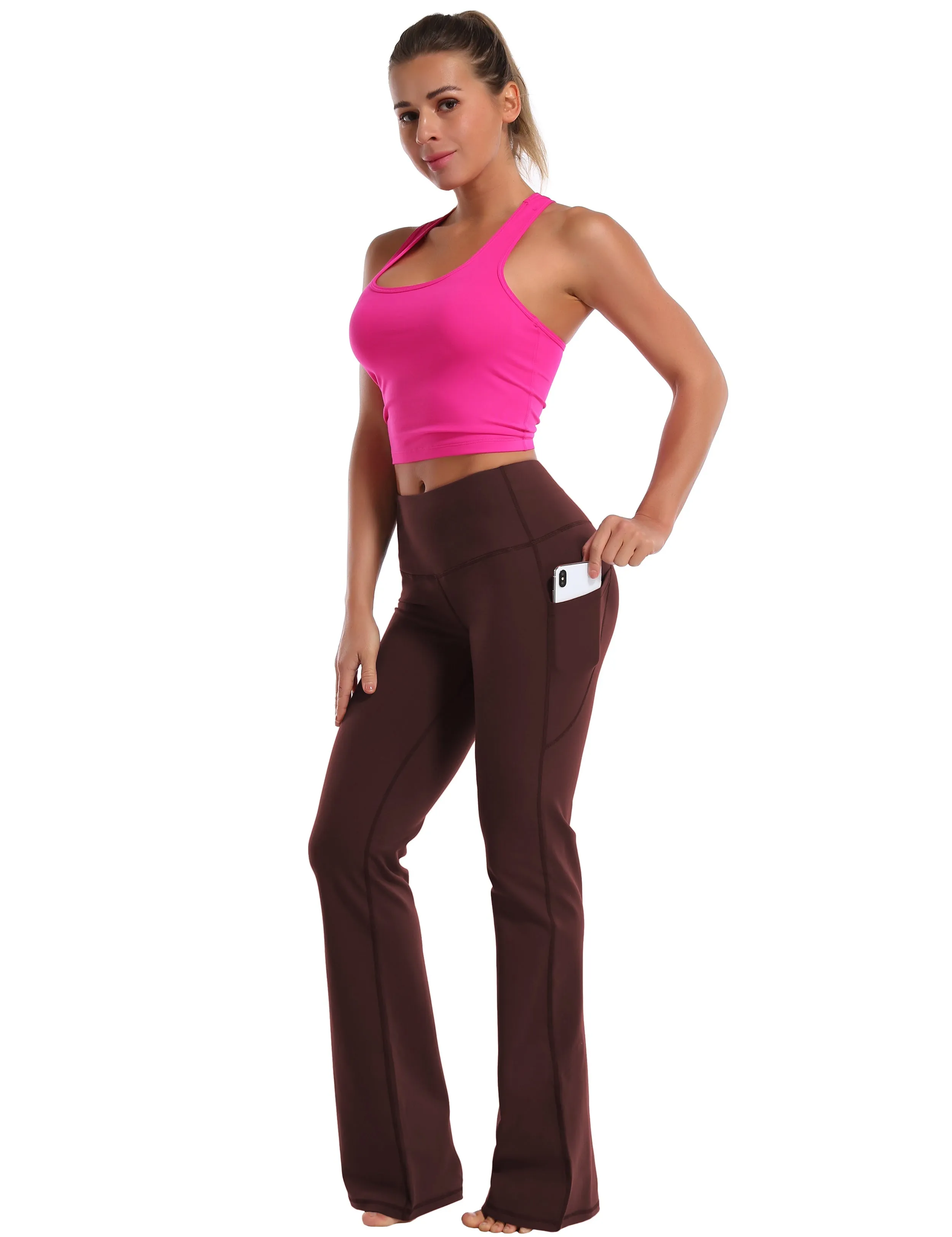 29" 31" 33" 35" 37"  Side Pockets Bootcut Leggings mahoganymaroon_yoga