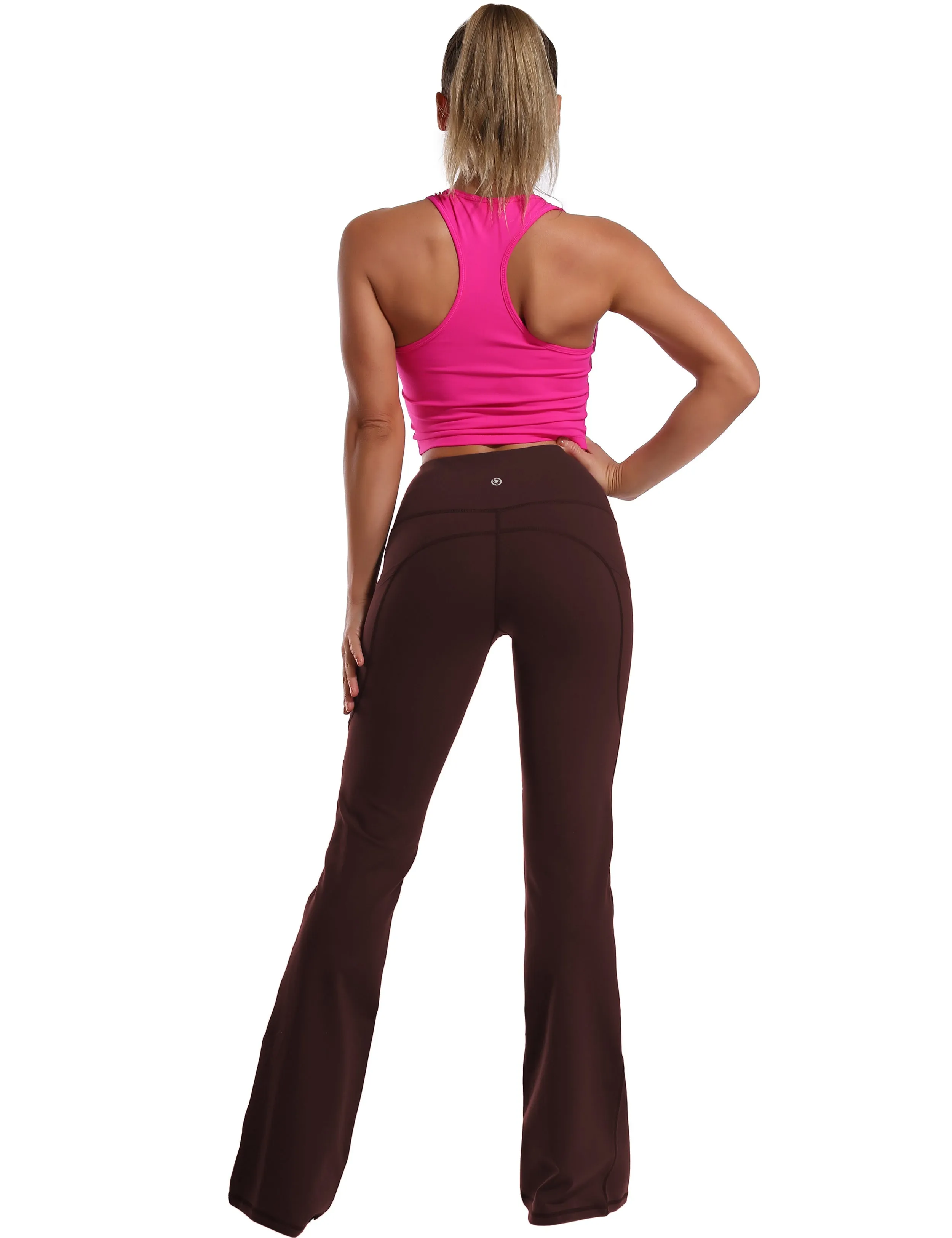 29" 31" 33" 35" 37"  Side Pockets Bootcut Leggings mahoganymaroon_yoga