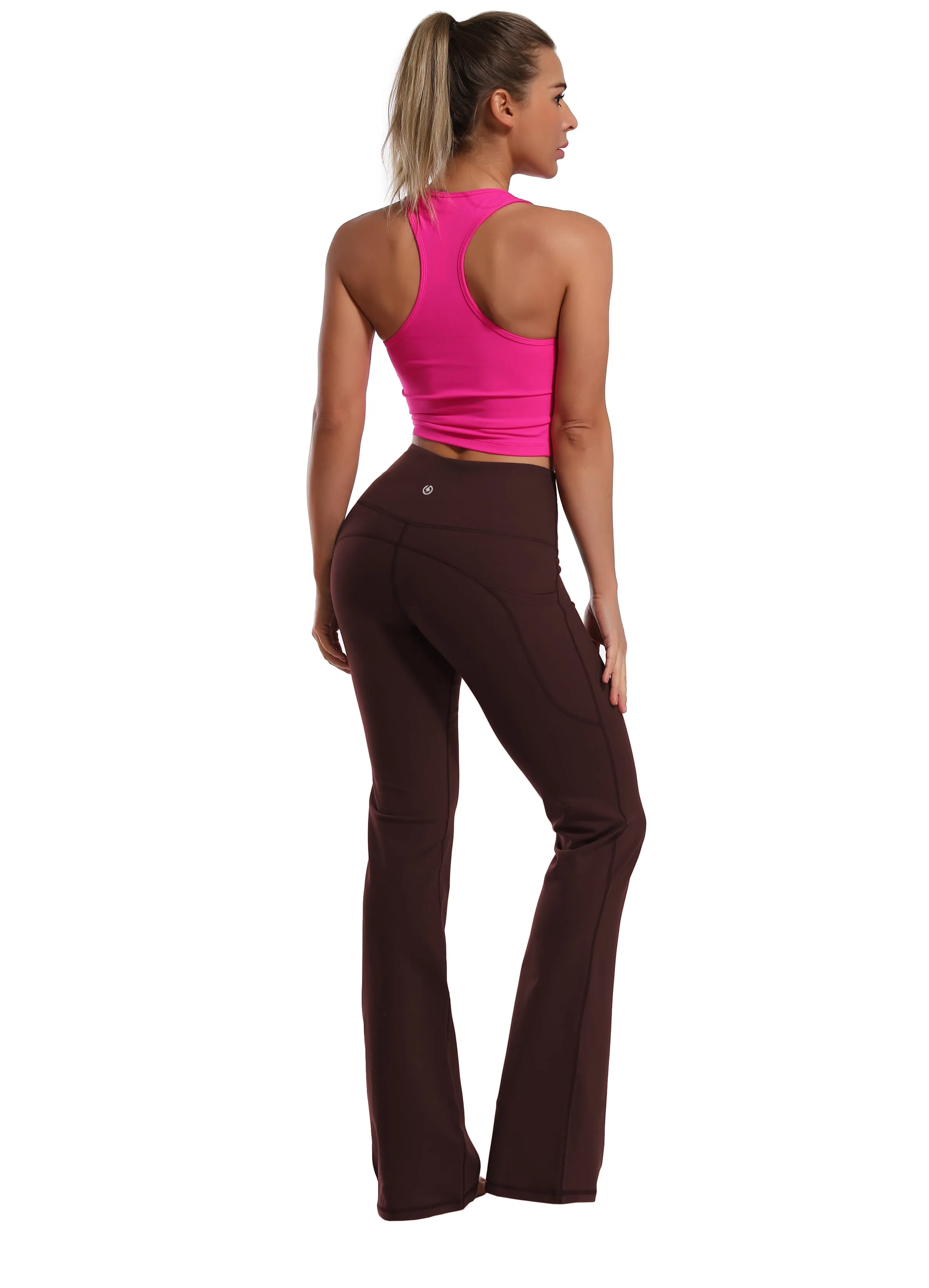 29" 31" 33" 35" 37"  Side Pockets Bootcut Leggings mahoganymaroon_yoga