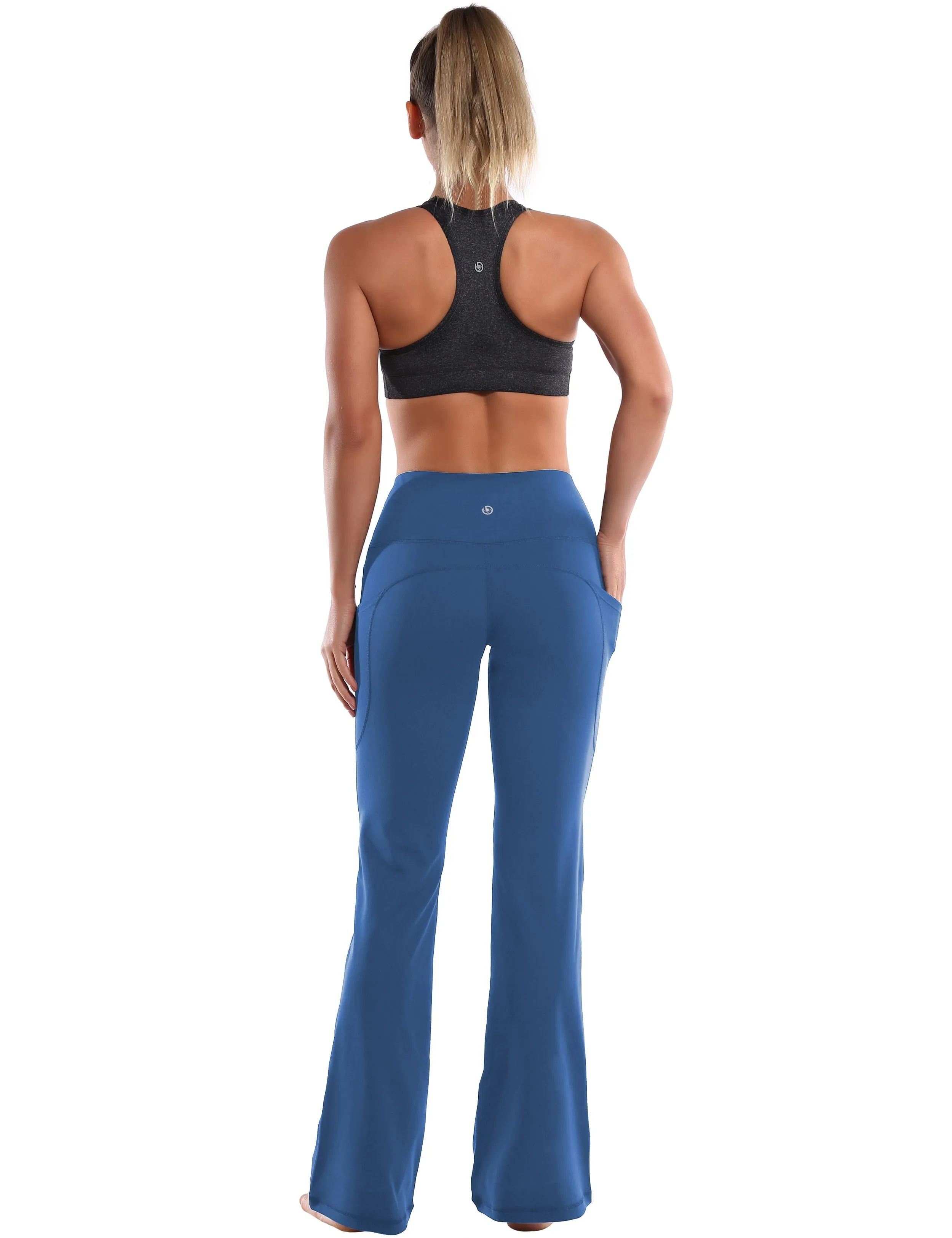 29" 31" 33" 35" 37"  Side Pockets Bootcut Leggings purplishblue_yoga