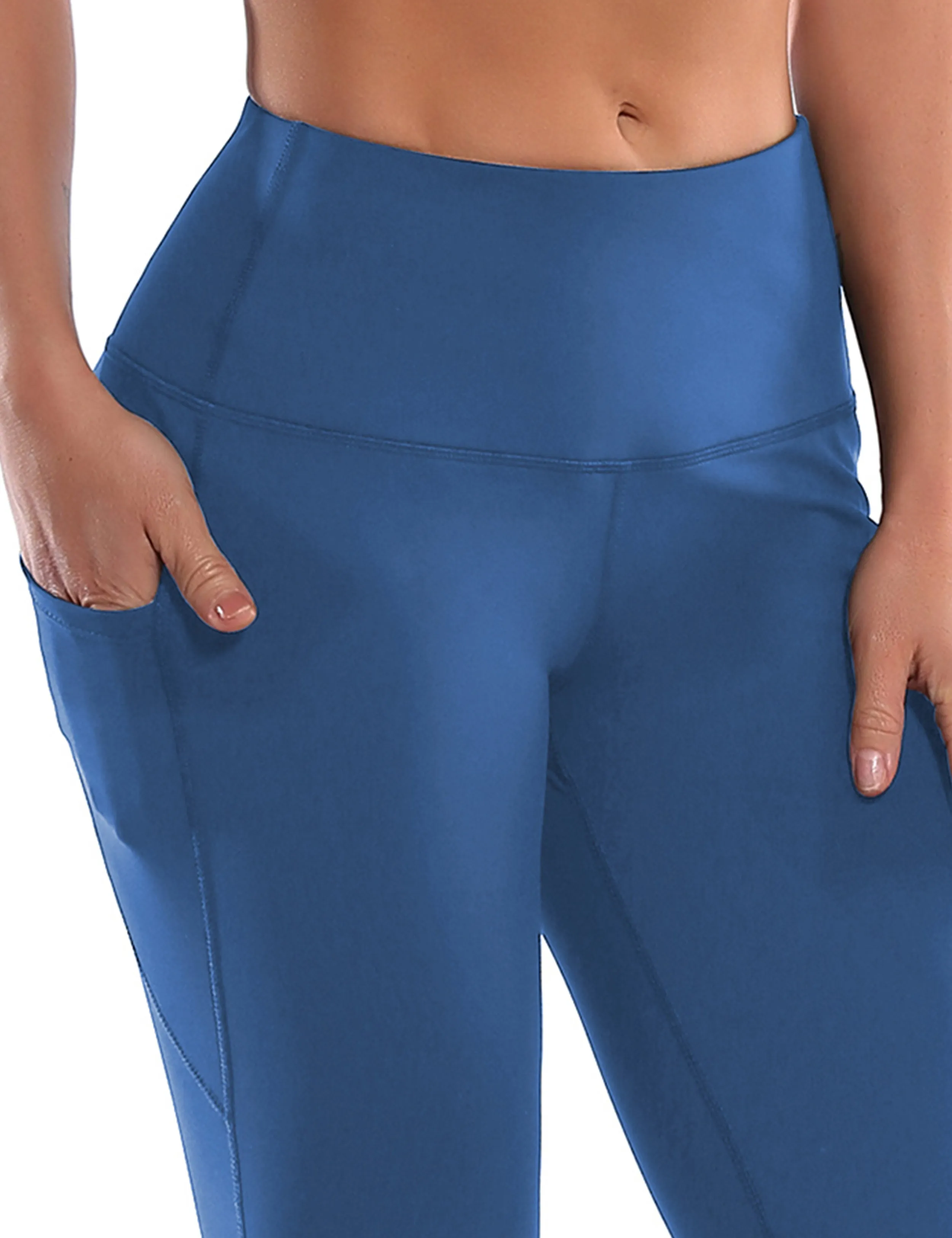 29" 31" 33" 35" 37"  Side Pockets Bootcut Leggings purplishblue_yoga