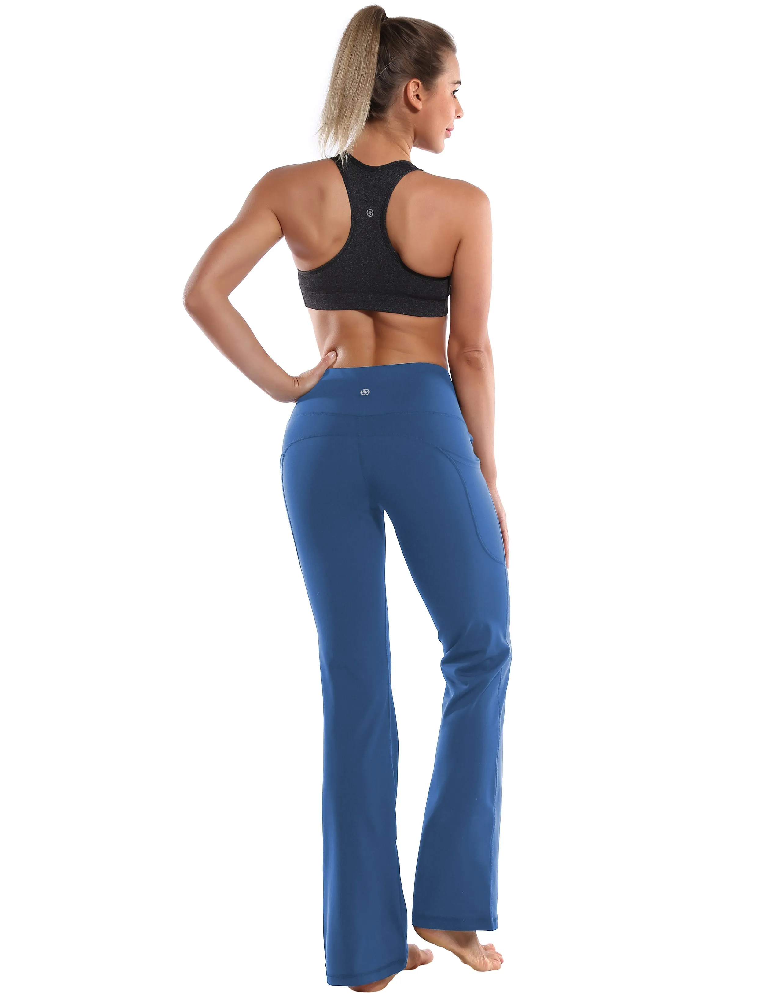 29" 31" 33" 35" 37"  Side Pockets Bootcut Leggings purplishblue_yoga