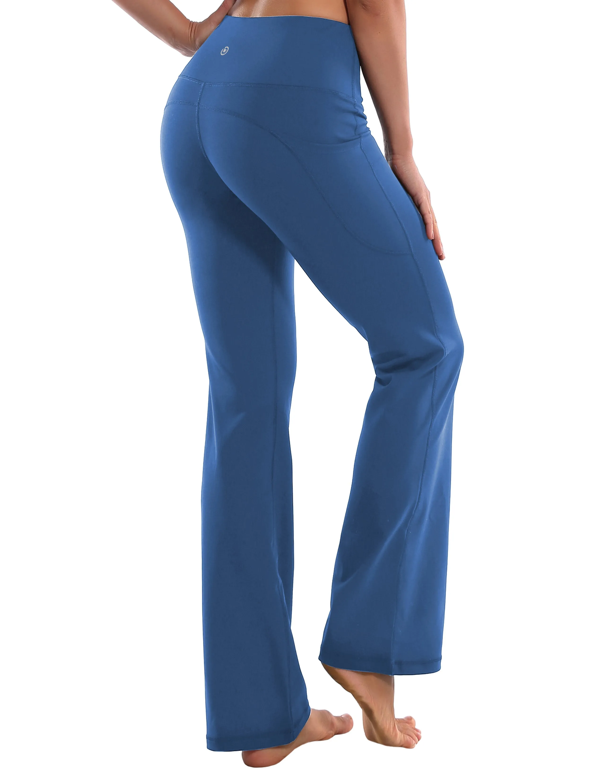 29" 31" 33" 35" 37"  Side Pockets Bootcut Leggings purplishblue_yoga
