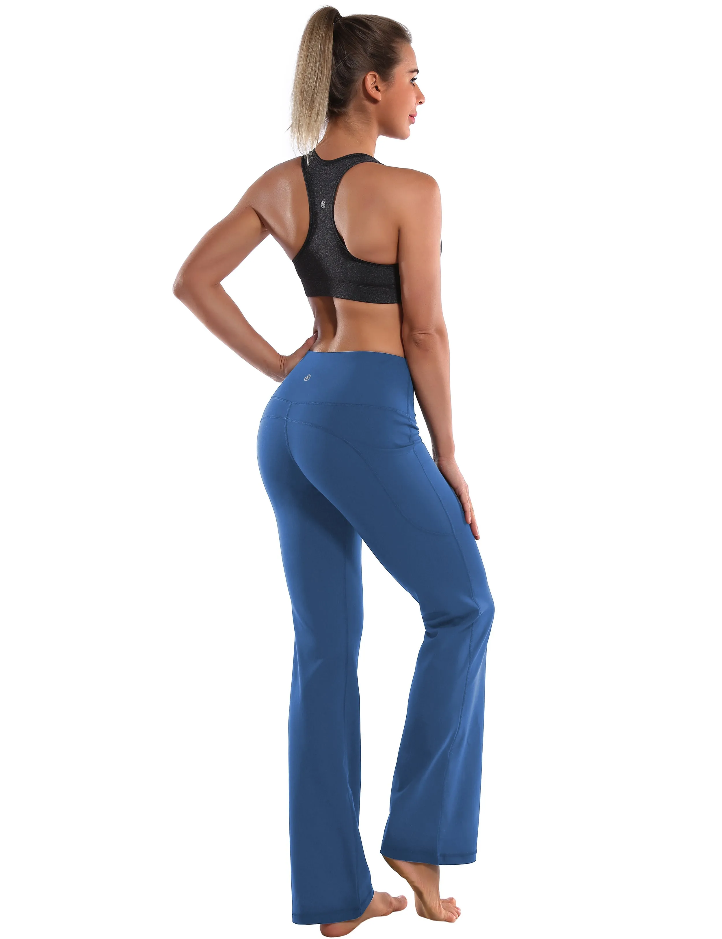 29" 31" 33" 35" 37"  Side Pockets Bootcut Leggings purplishblue_yoga