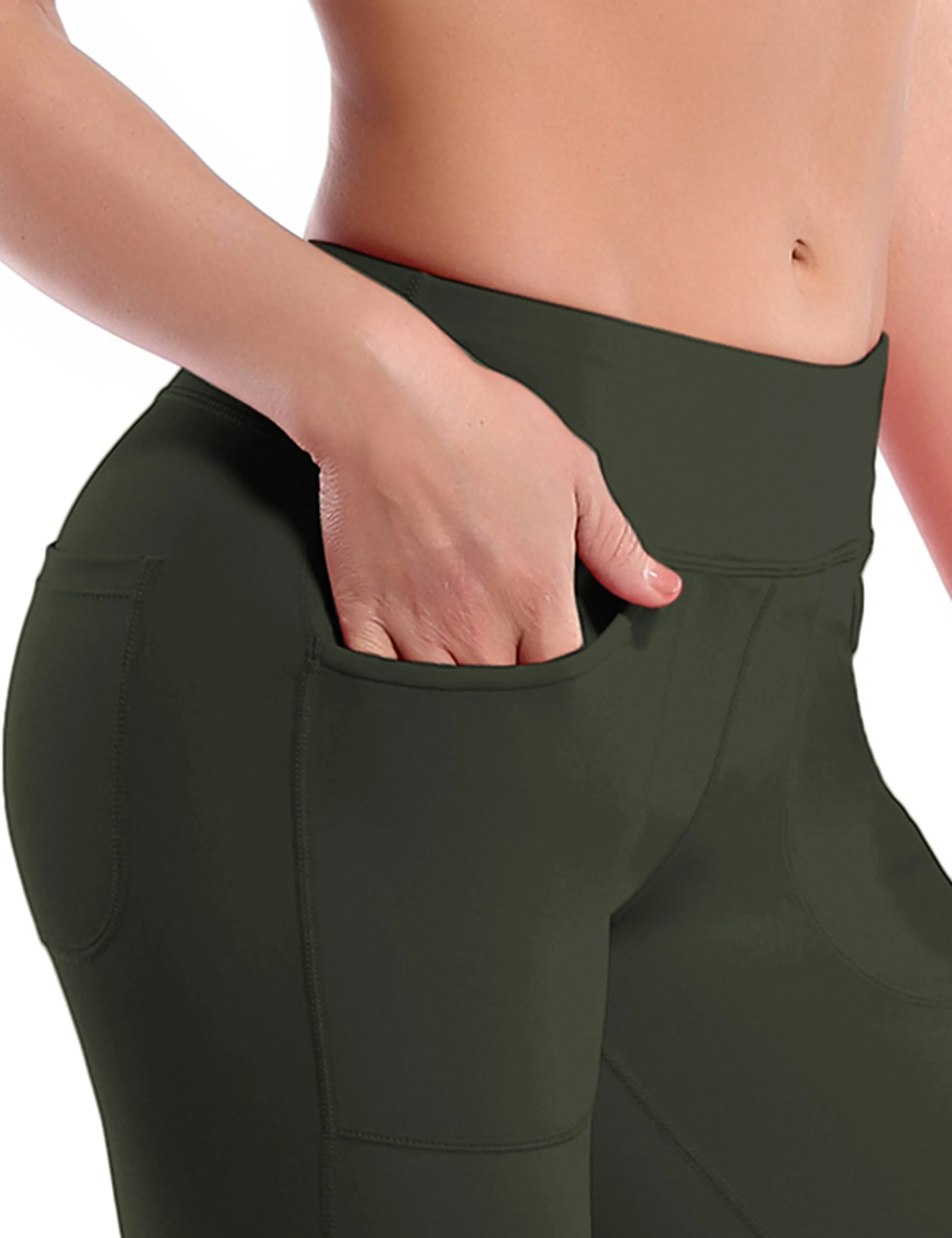 29" 31" 33" 35" Bootcut Leggings with Pockets olivegray ins_yoga
