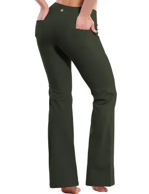 29" 31" 33" 35" Bootcut Leggings with Pockets olivegray_yoga