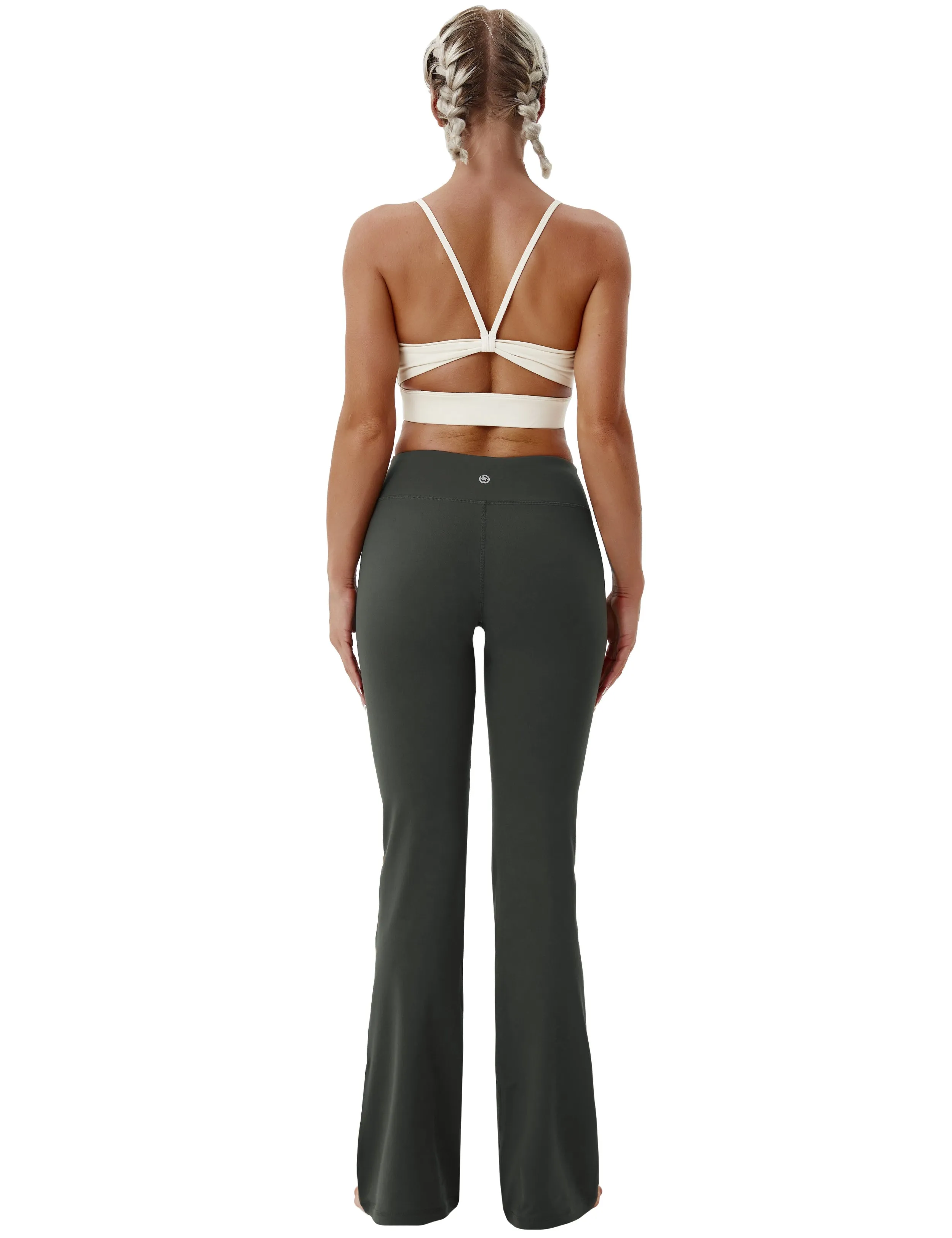 29" 31" 33" 35" Cotton Nylon Bootcut Leggings olivegray_yoga
