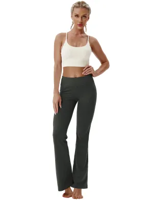 29" 31" 33" 35" Cotton Nylon Bootcut Leggings olivegray_yoga
