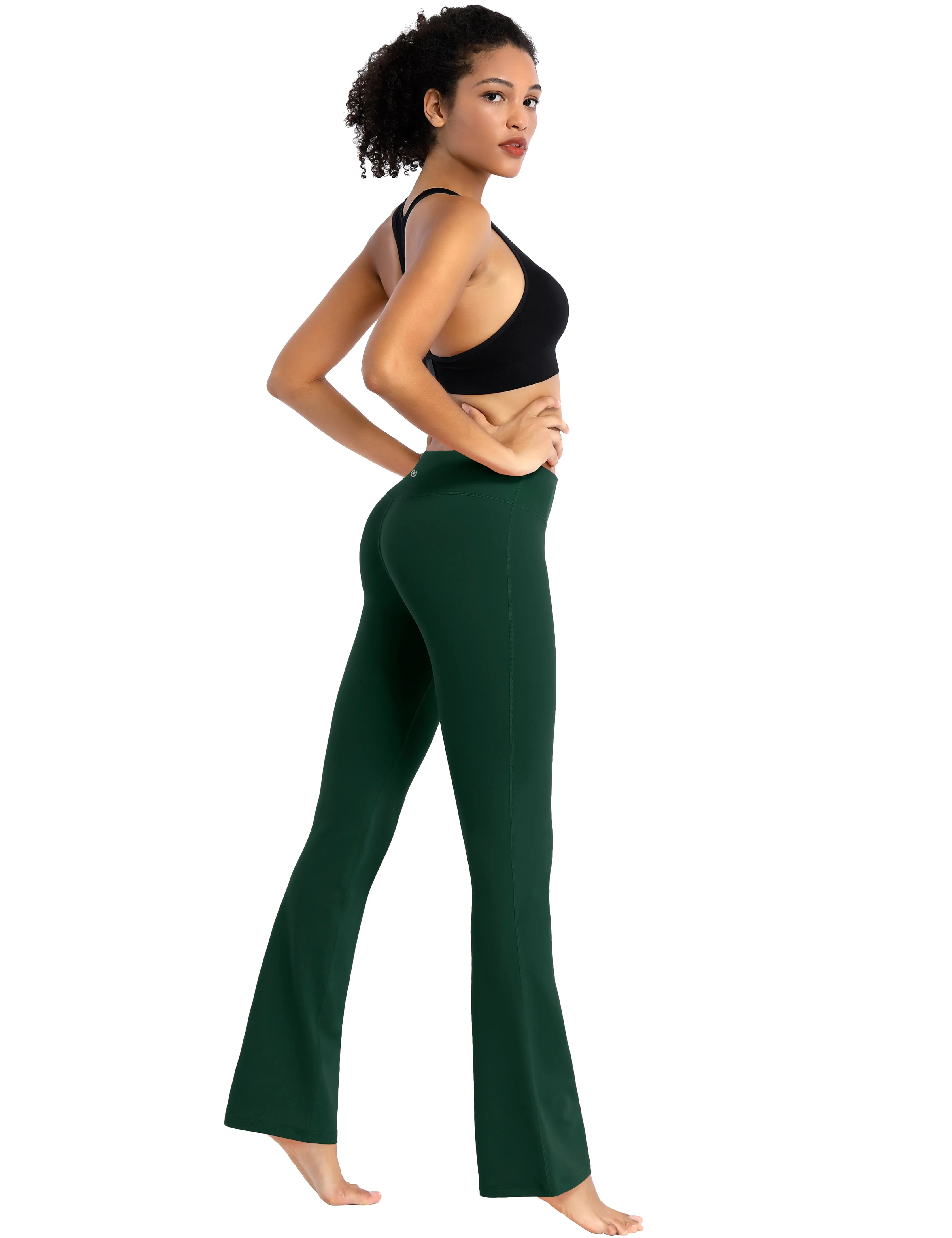 29" 31" 33" 35" Cotton Nylon Bootcut Leggings olivegreen_yoga