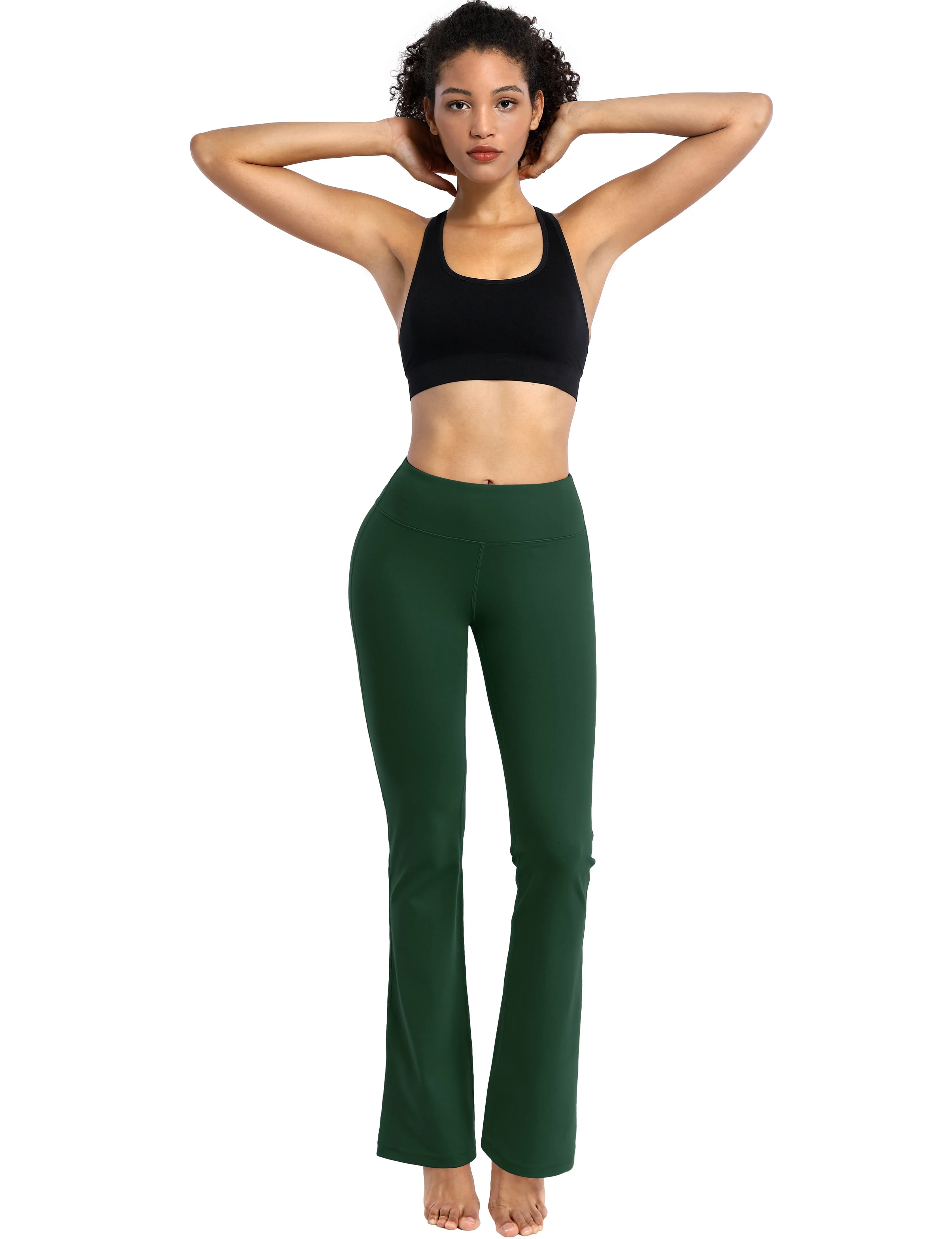 29" 31" 33" 35" Cotton Nylon Bootcut Leggings olivegreen_yoga