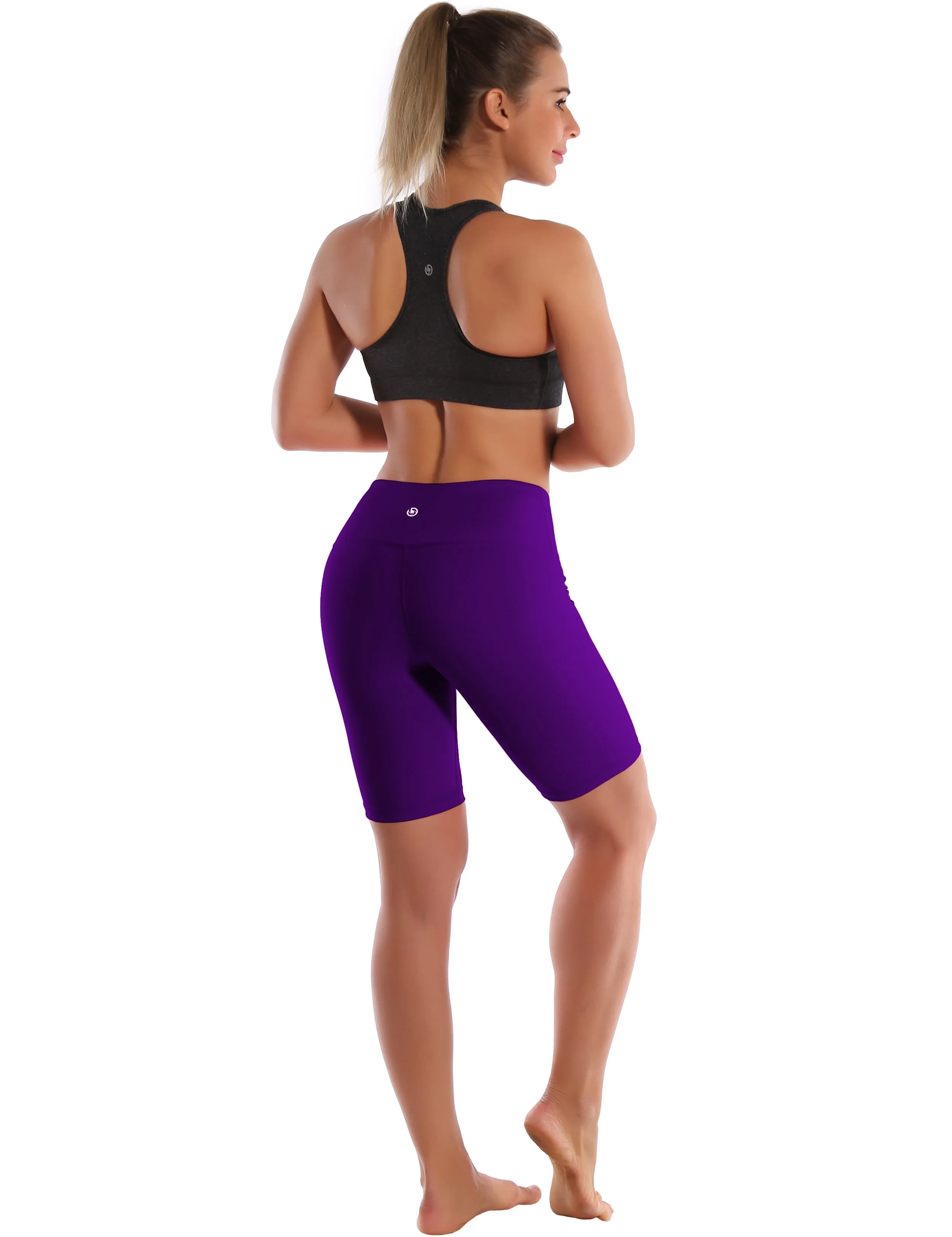 8" High Waist Yoga Shorts eggplantpurple_yoga