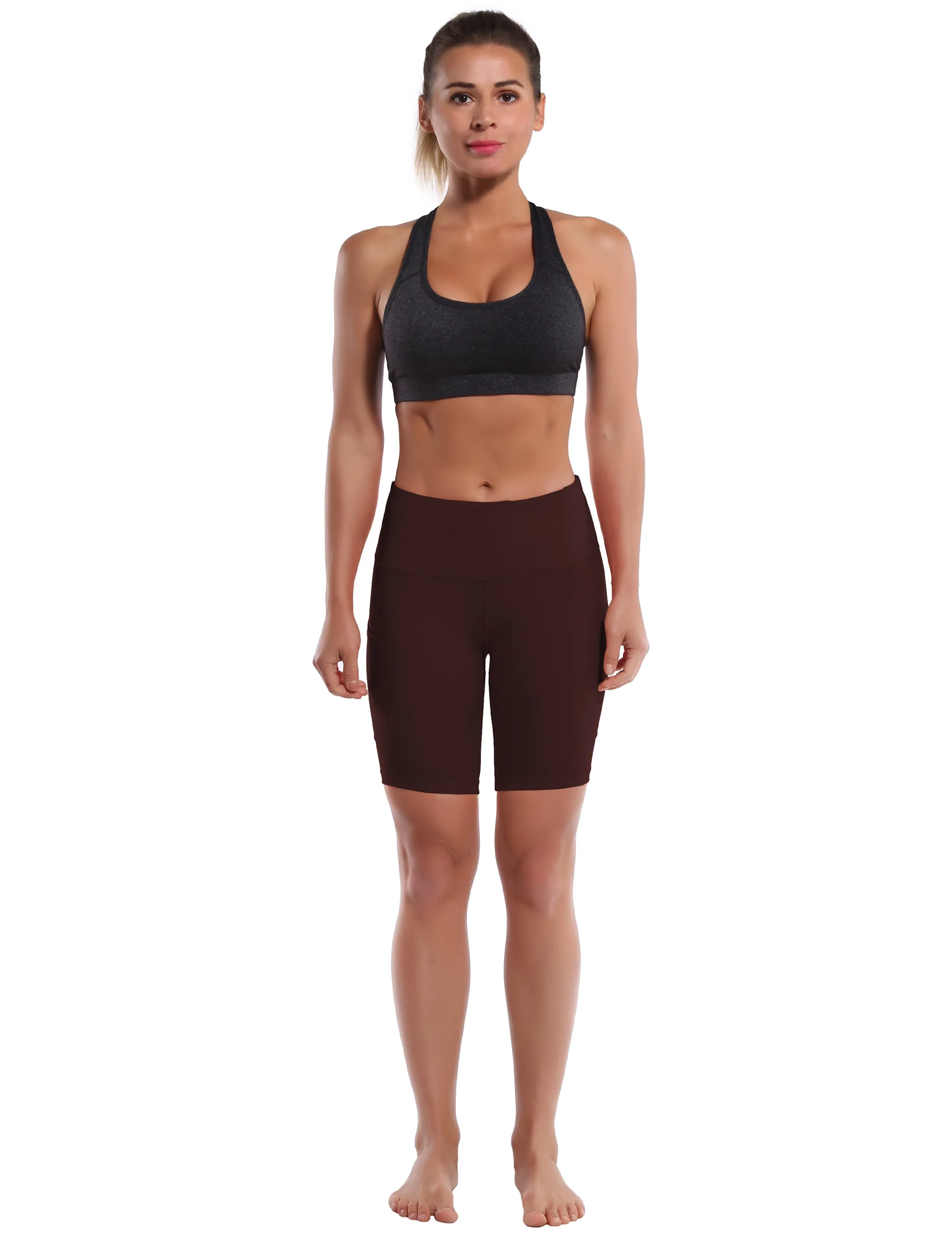 8" Side Pockets Yoga Shorts mahoganymaroon_yoga