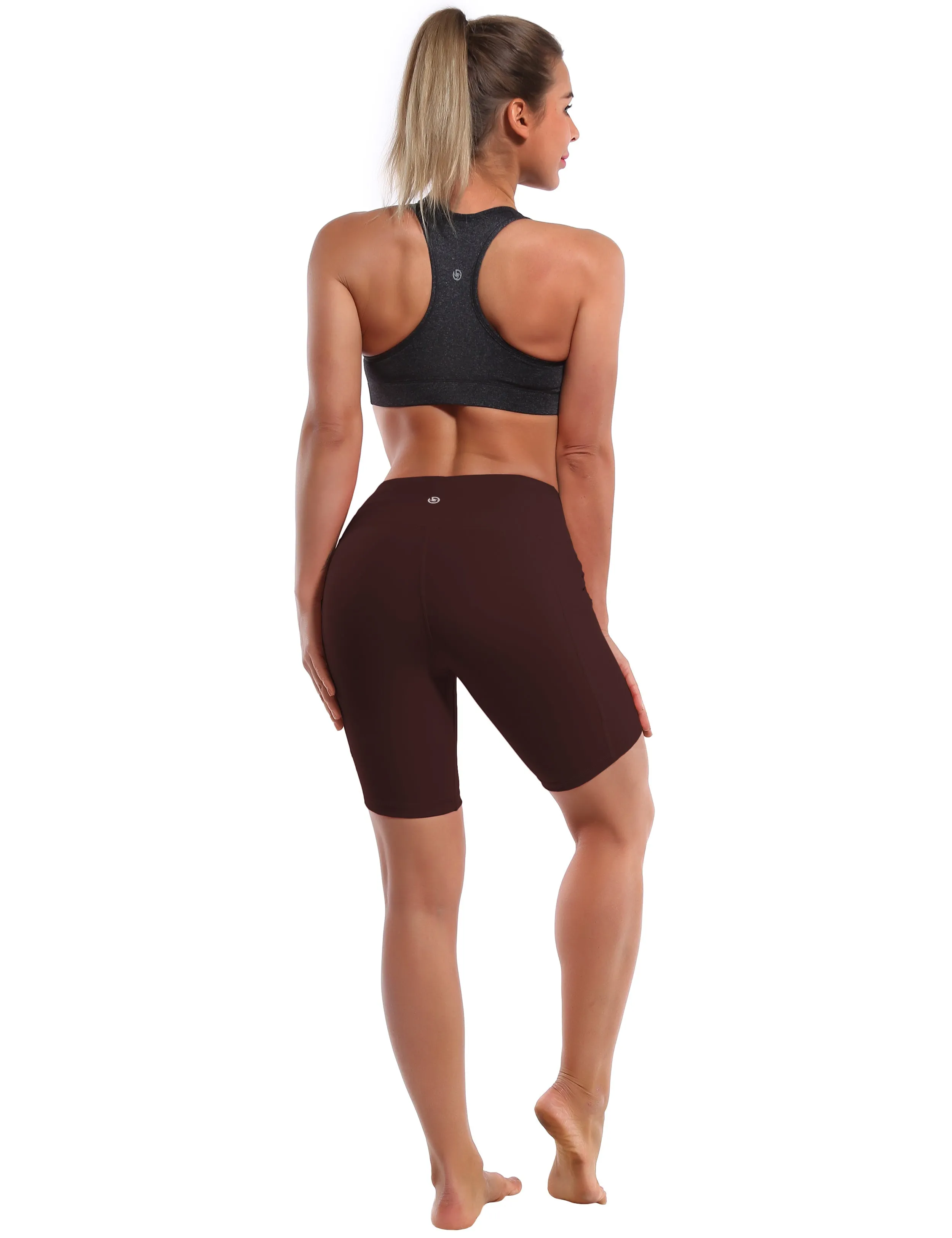 8" Side Pockets Yoga Shorts mahoganymaroon_yoga