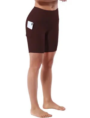 8" Side Pockets Yoga Shorts mahoganymaroon_yoga