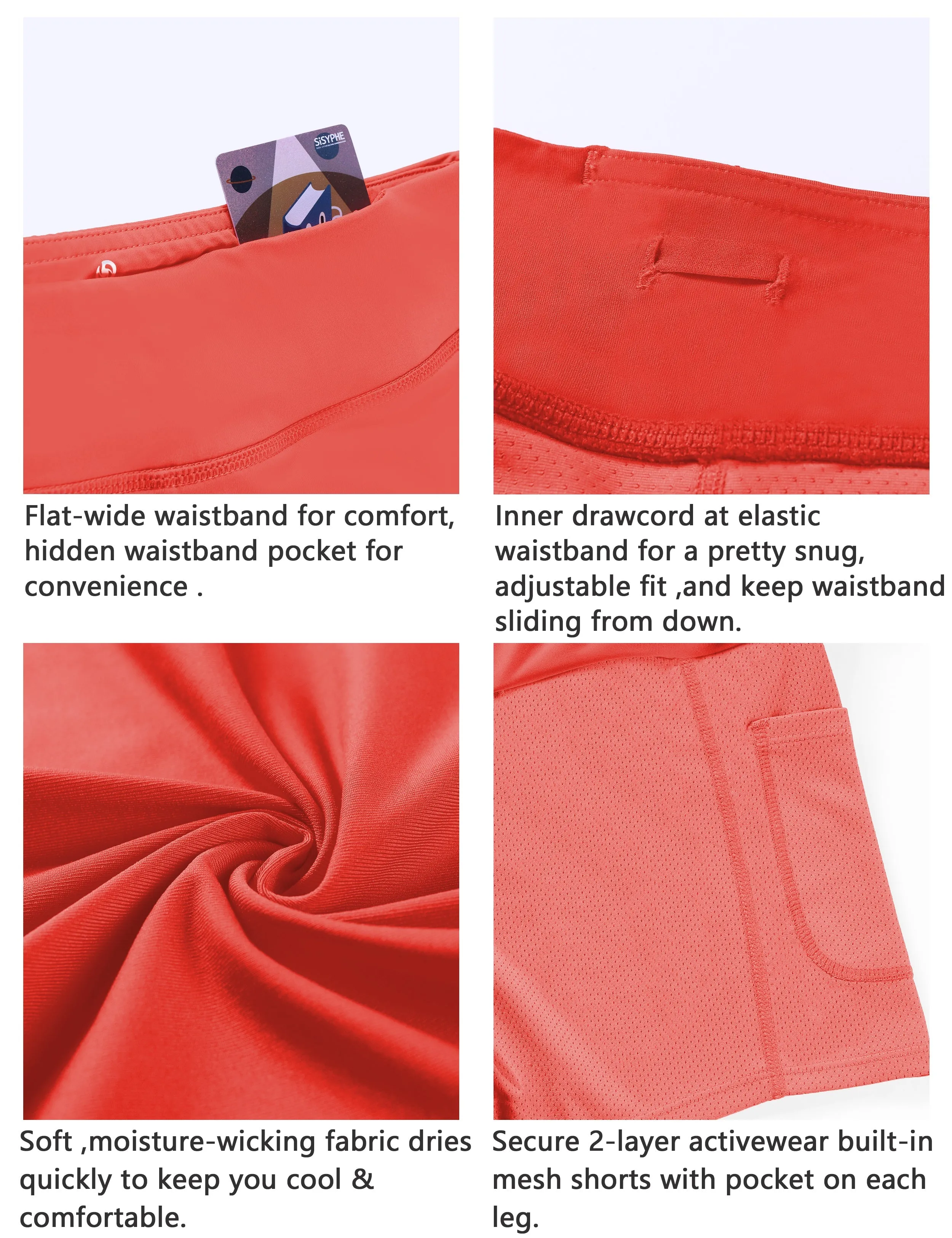 Athletic Tennis Golf Pleated Skort Awith Pocket Shorts coral_Biking