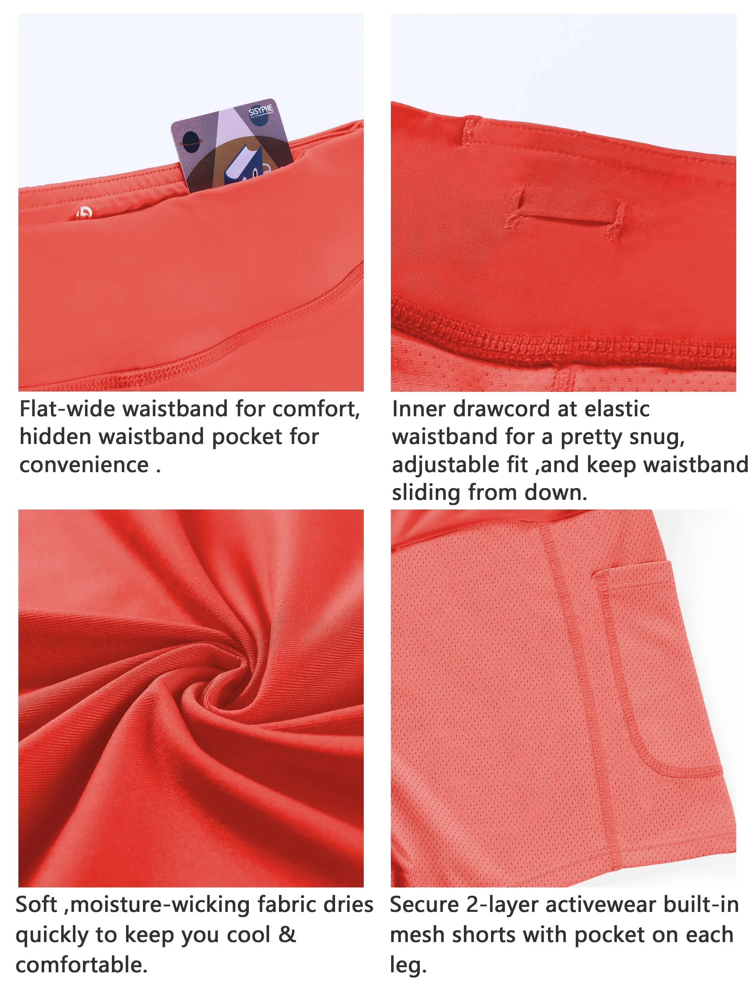 Athletic Tennis Golf Pleated Skort Awith Pocket Shorts coral_yogastudio