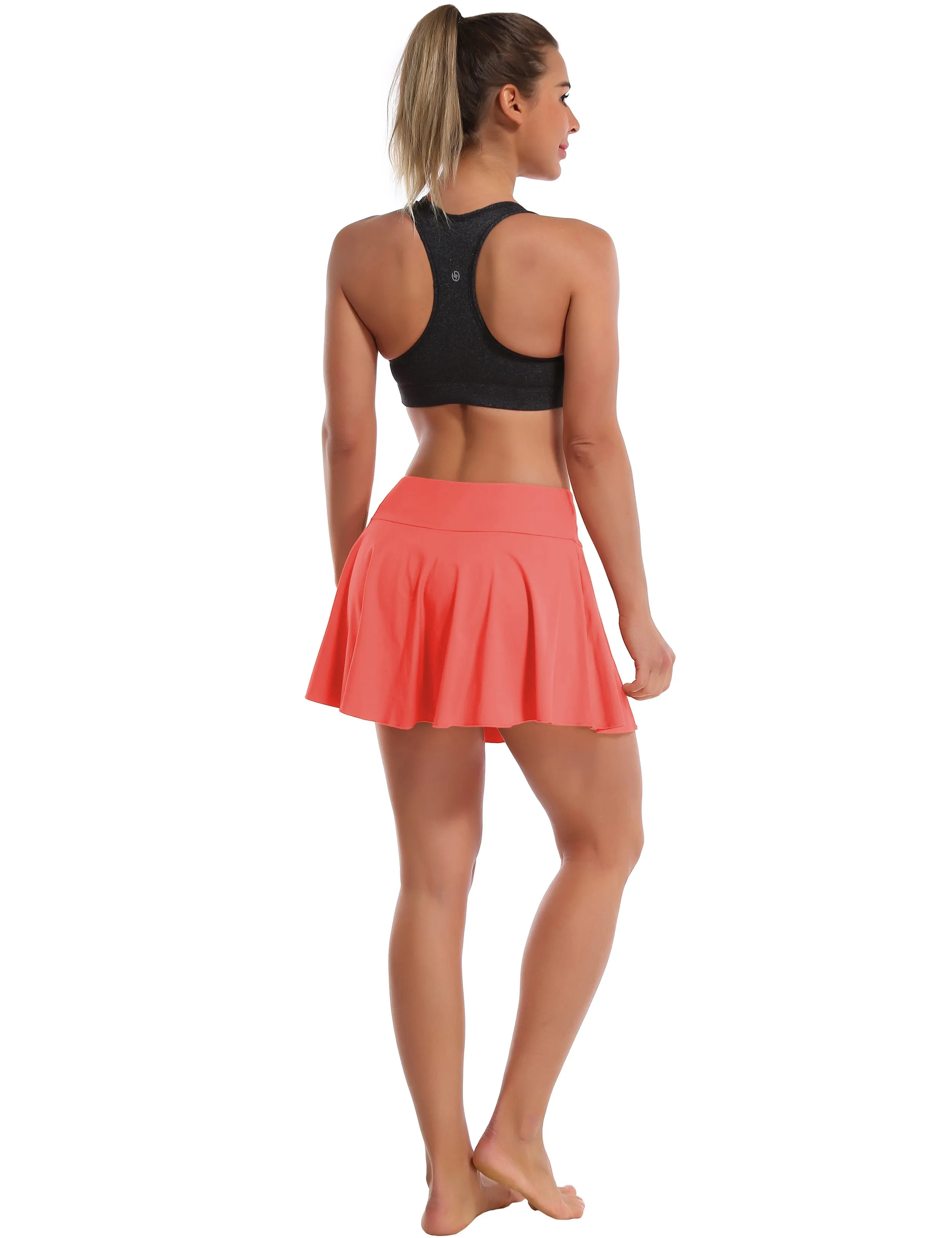 Athletic Tennis Golf Pleated Skort Awith Pocket Shorts coral_yogastudio