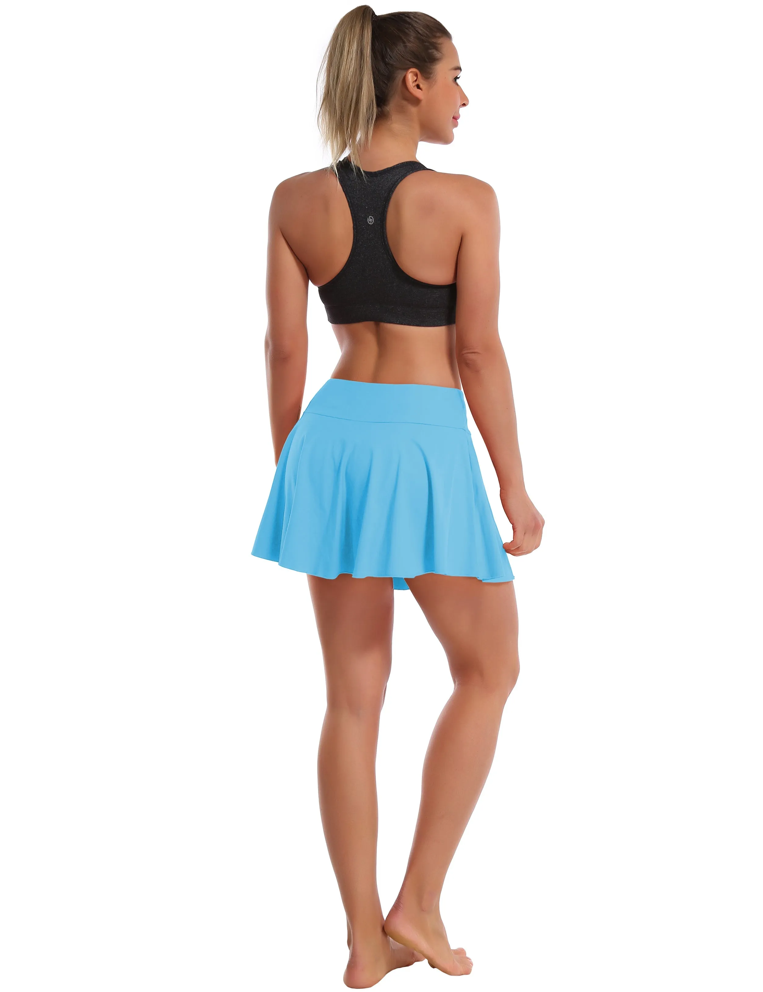 Athletic Tennis Golf Pleated Skort with Pocket Shorts blue_Biking