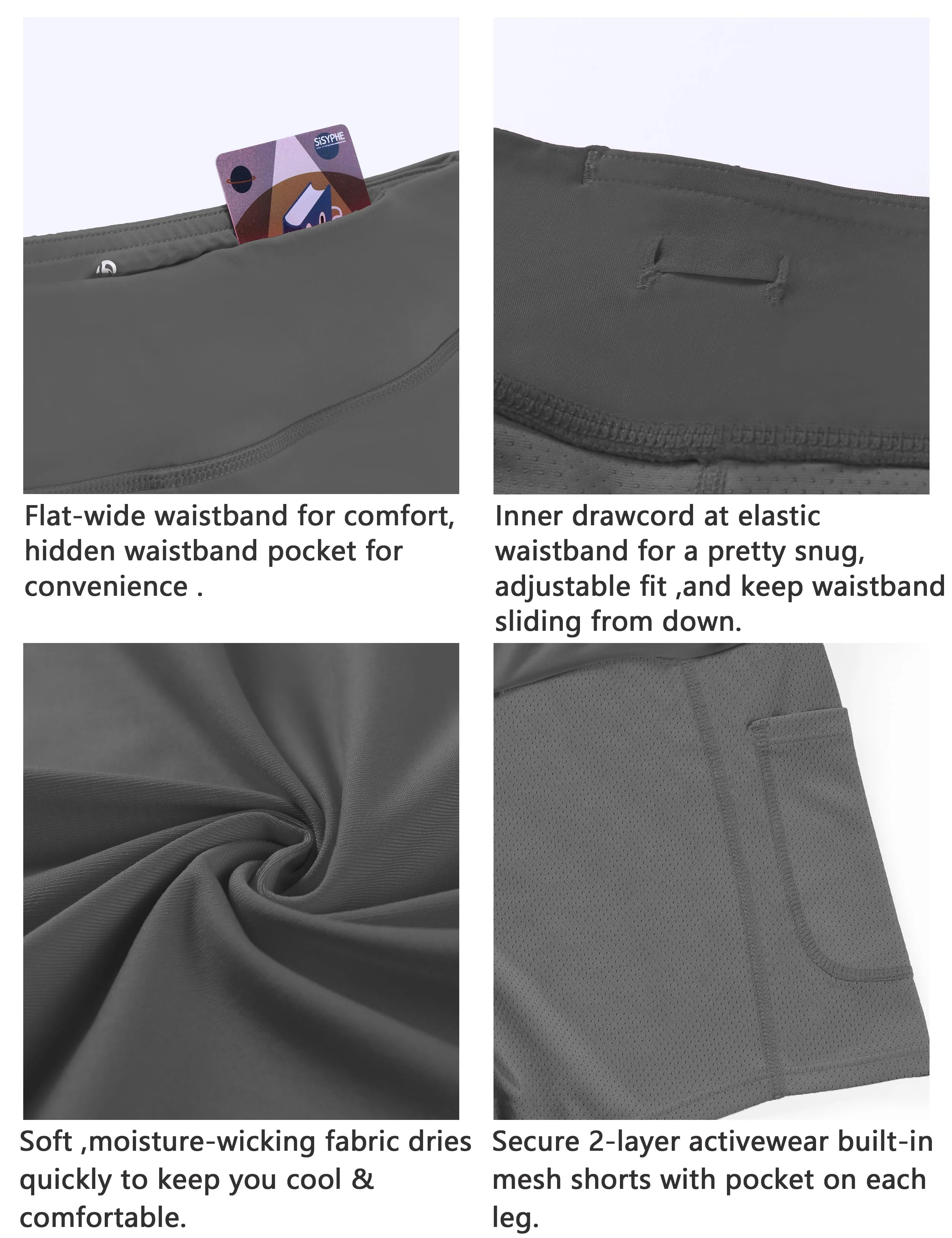 Athletic Tennis Golf Pleated Skort with Pocket Shorts gray_Golf