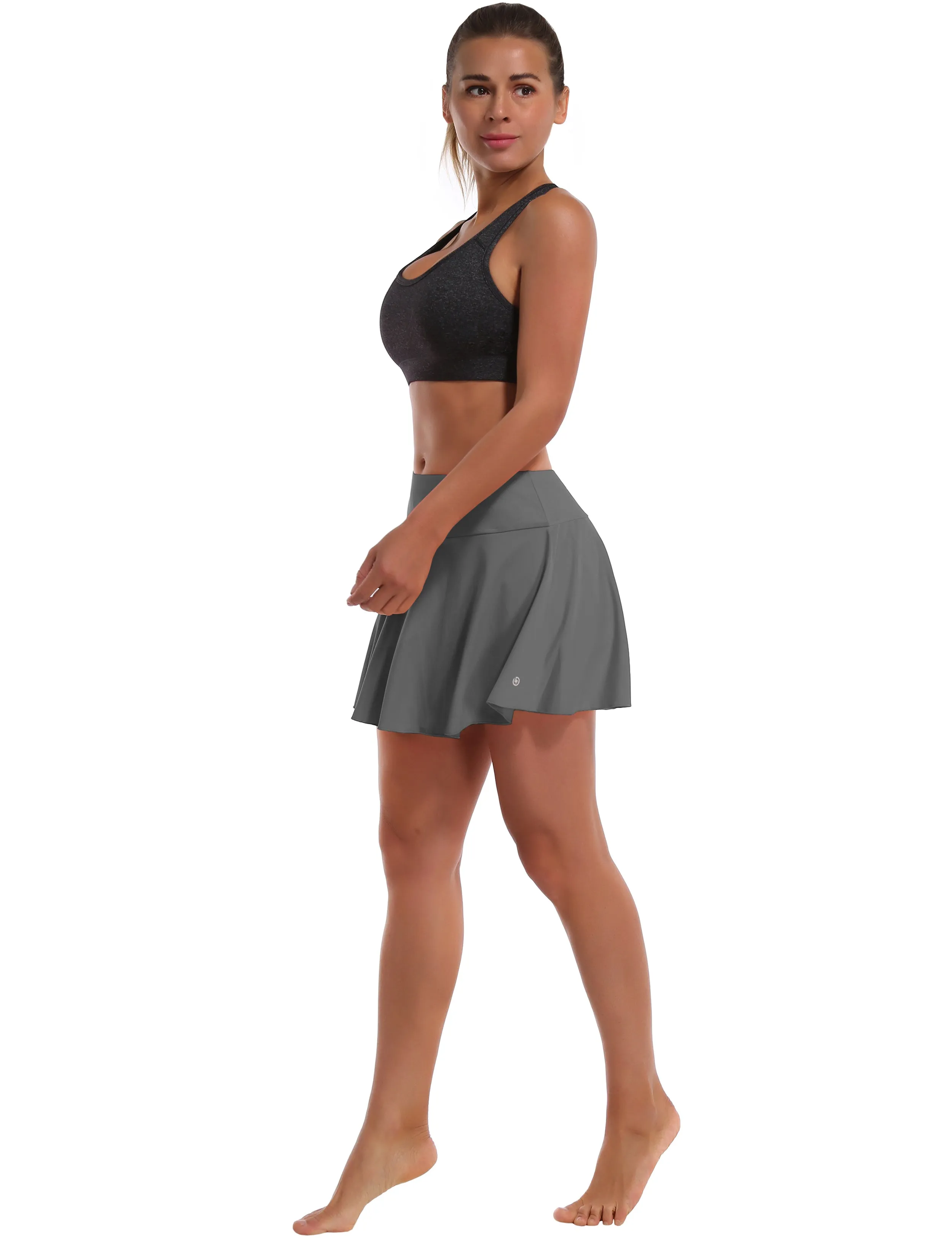 Athletic Tennis Golf Pleated Skort with Pocket Shorts gray_yogastudio