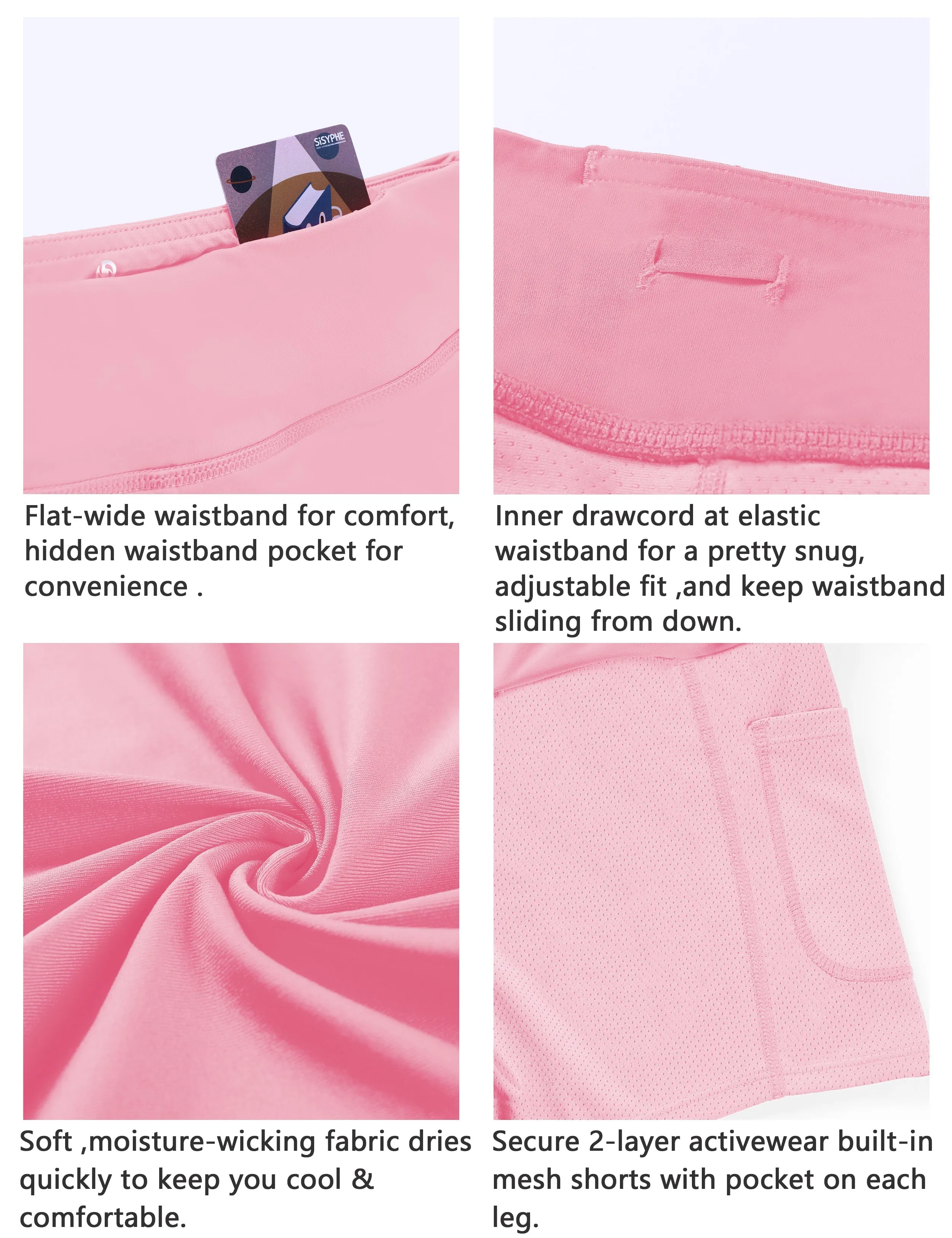 Athletic Tennis Golf Pleated Skort with Pocket Shorts lightpink_Tall Size