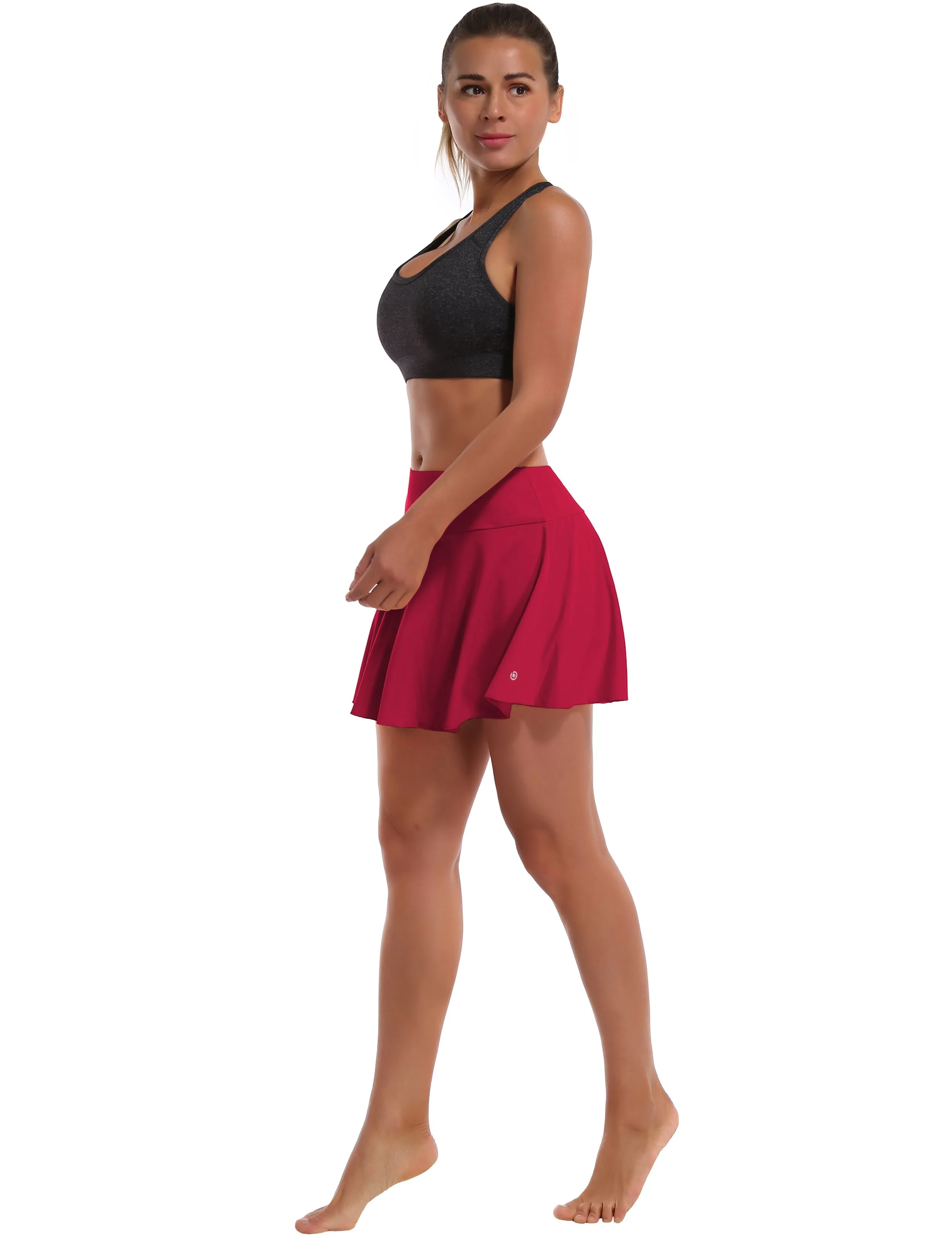 Athletic Tennis Golf Pleated Skort with Pocket Shorts rosecoral_Tall Size