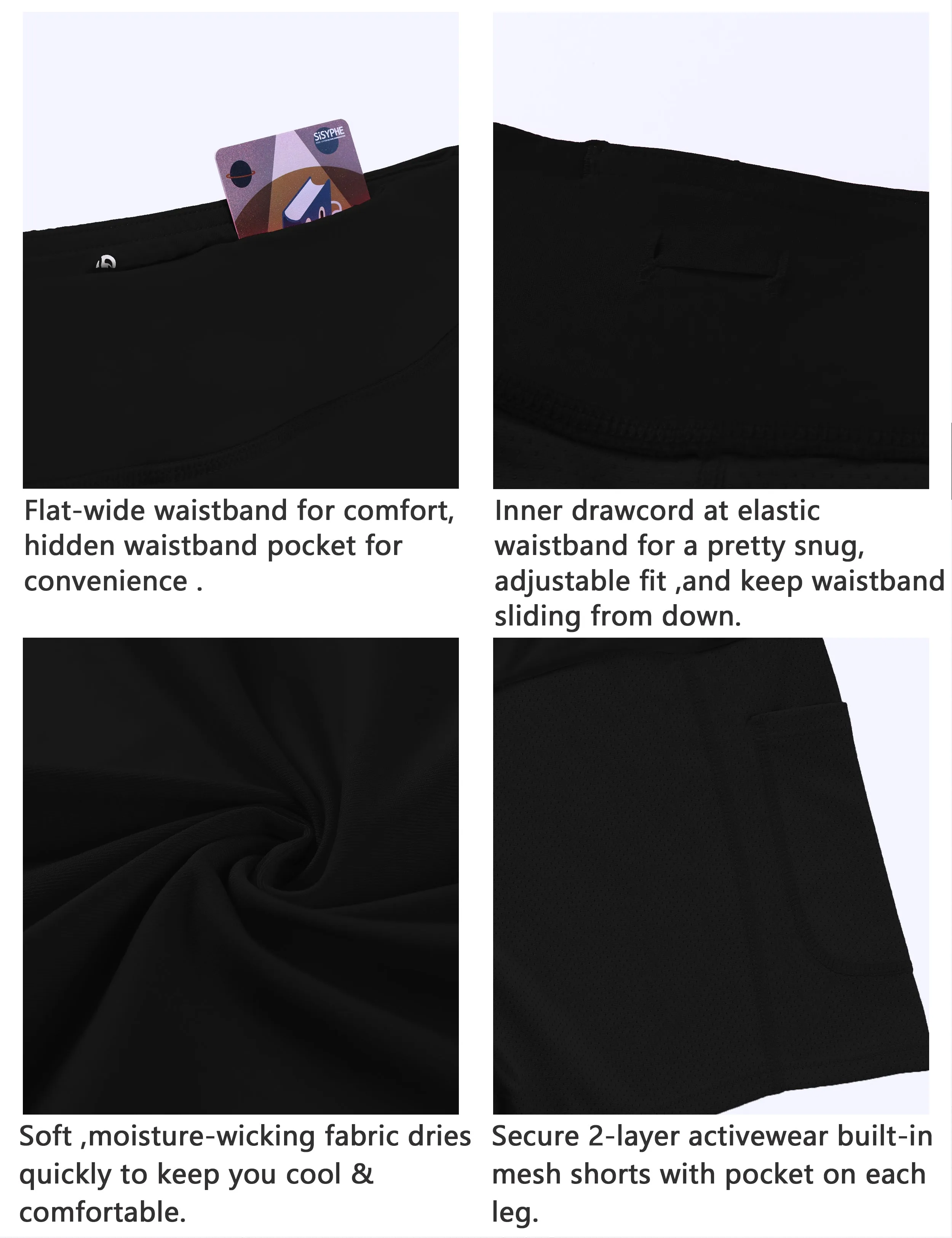 Athletic Tennis Golf Skort with Pocket Shorts black_Jogging