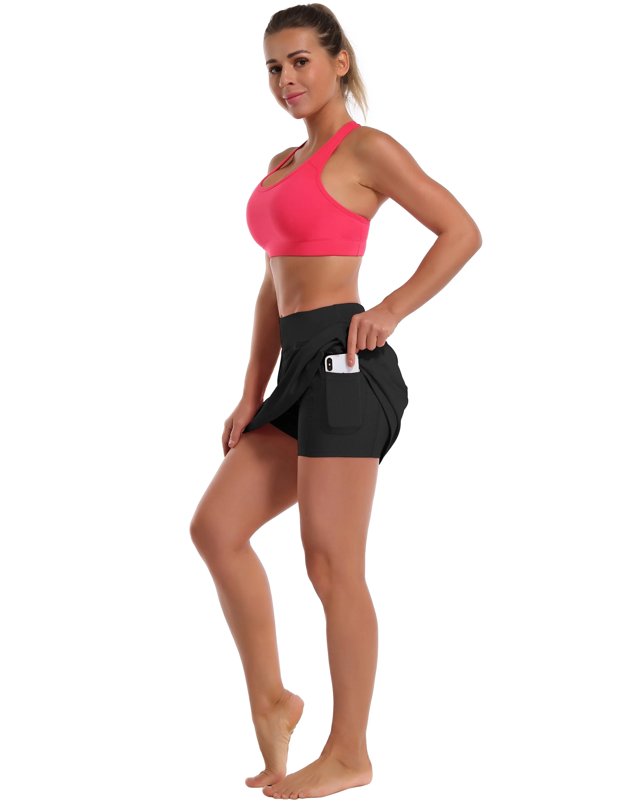 Athletic Tennis Golf Skort with Pocket Shorts black_Jogging