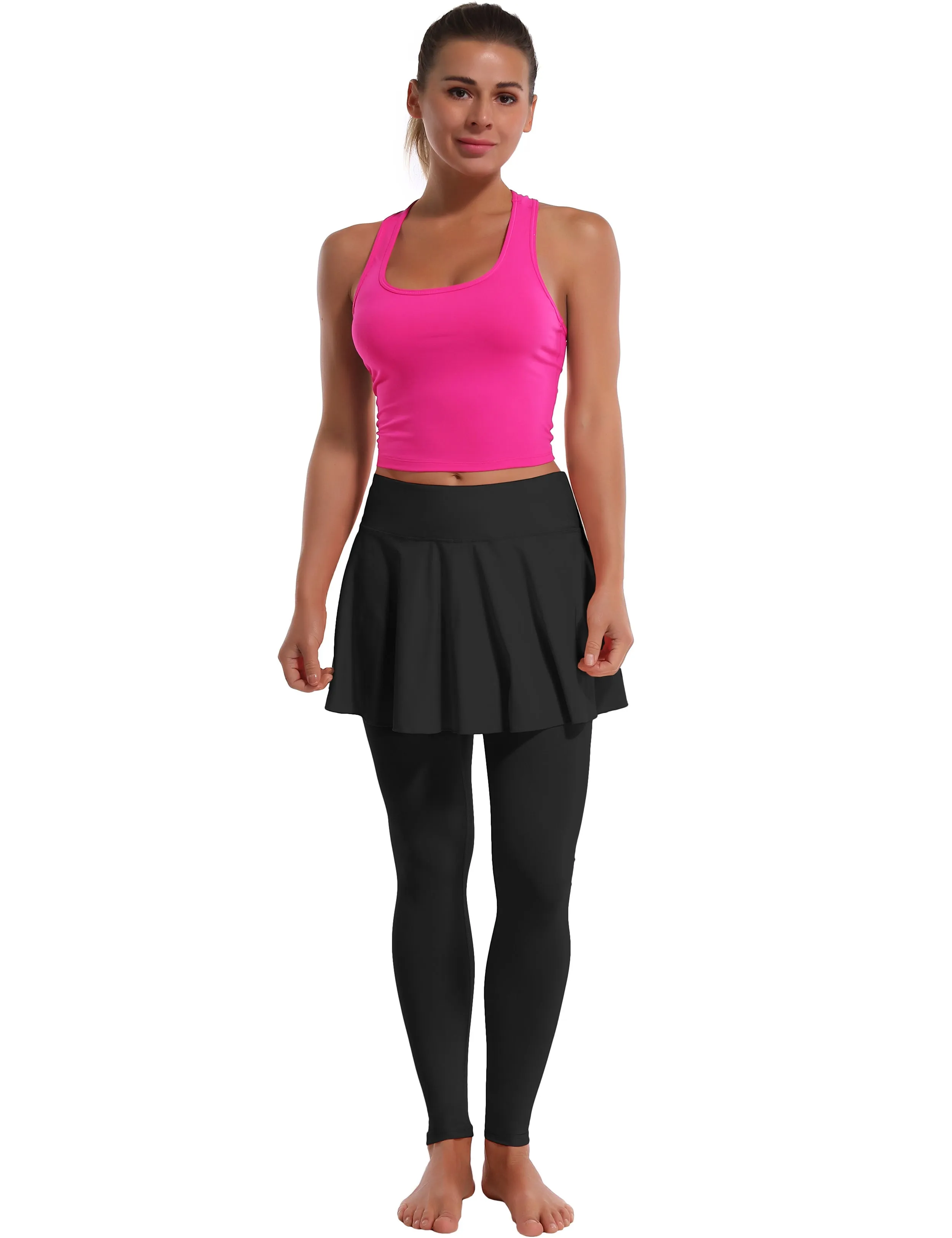 Athletic Tennis Golf Skort with Pocket Shorts black_Tall Size
