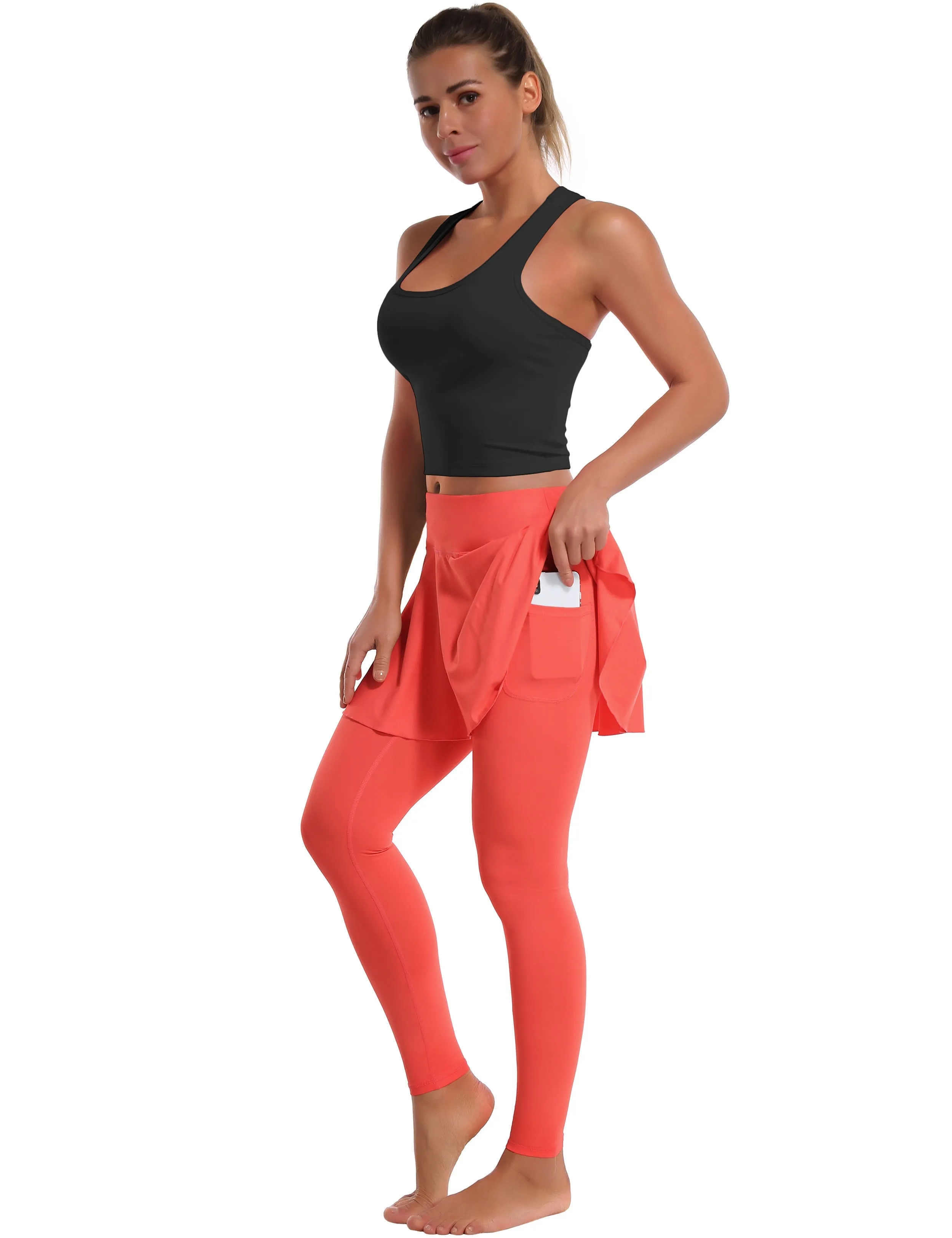 Athletic Tennis Golf Skort with Pocket Shorts coral_Tall Size