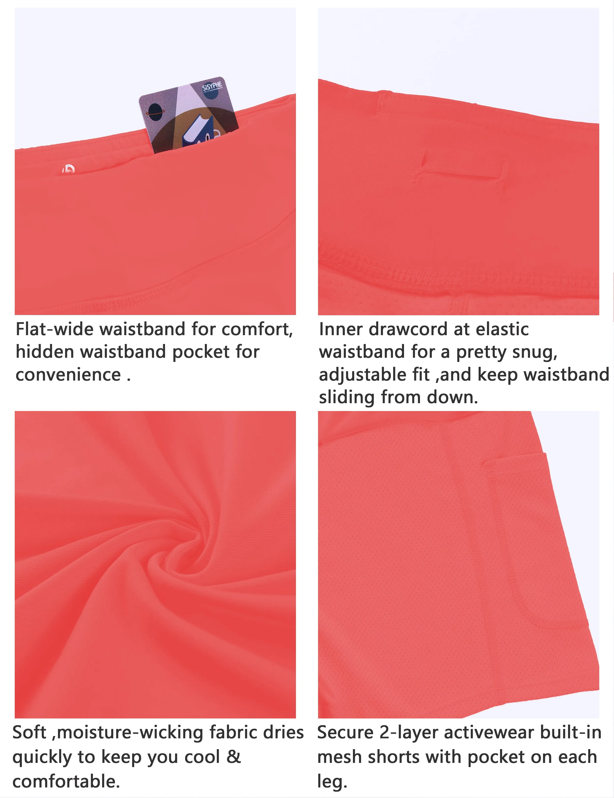 Athletic Tennis Golf Skort with Pocket Shorts coral_yogastudio