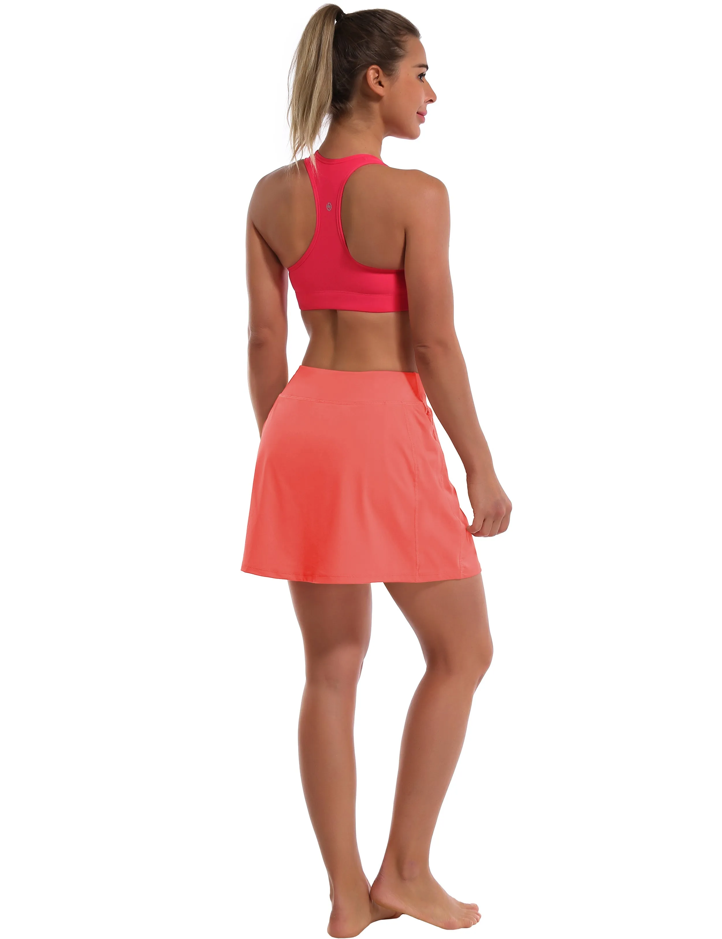 Athletic Tennis Golf Skort with Pocket Shorts coral_yogastudio