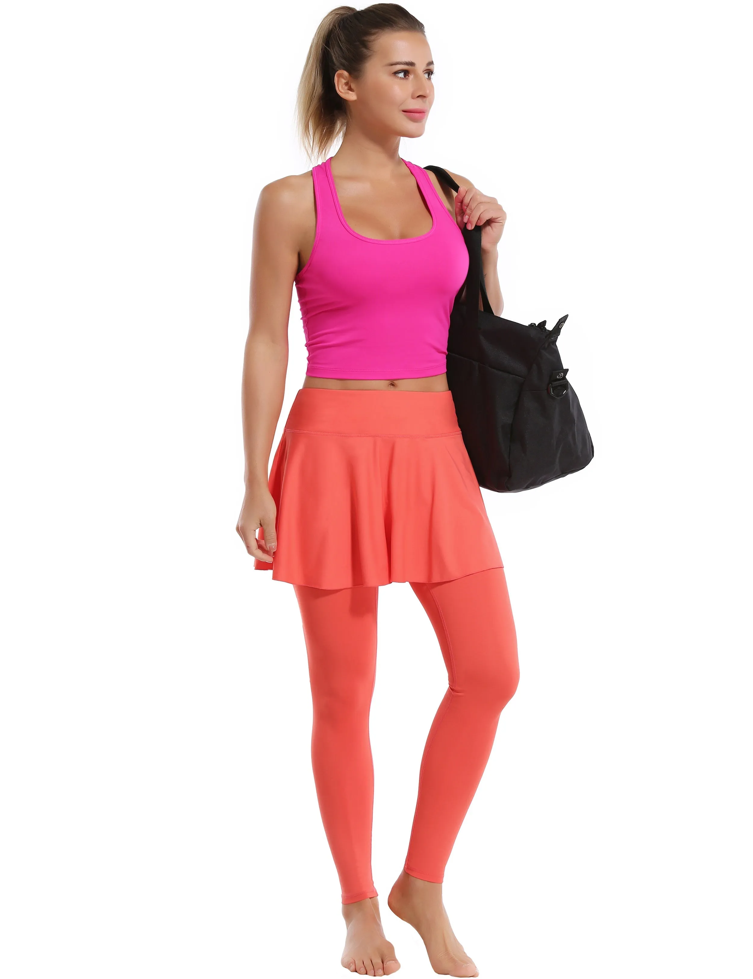 Athletic Tennis Golf Skort with Pocket Shorts coral_yogastudio