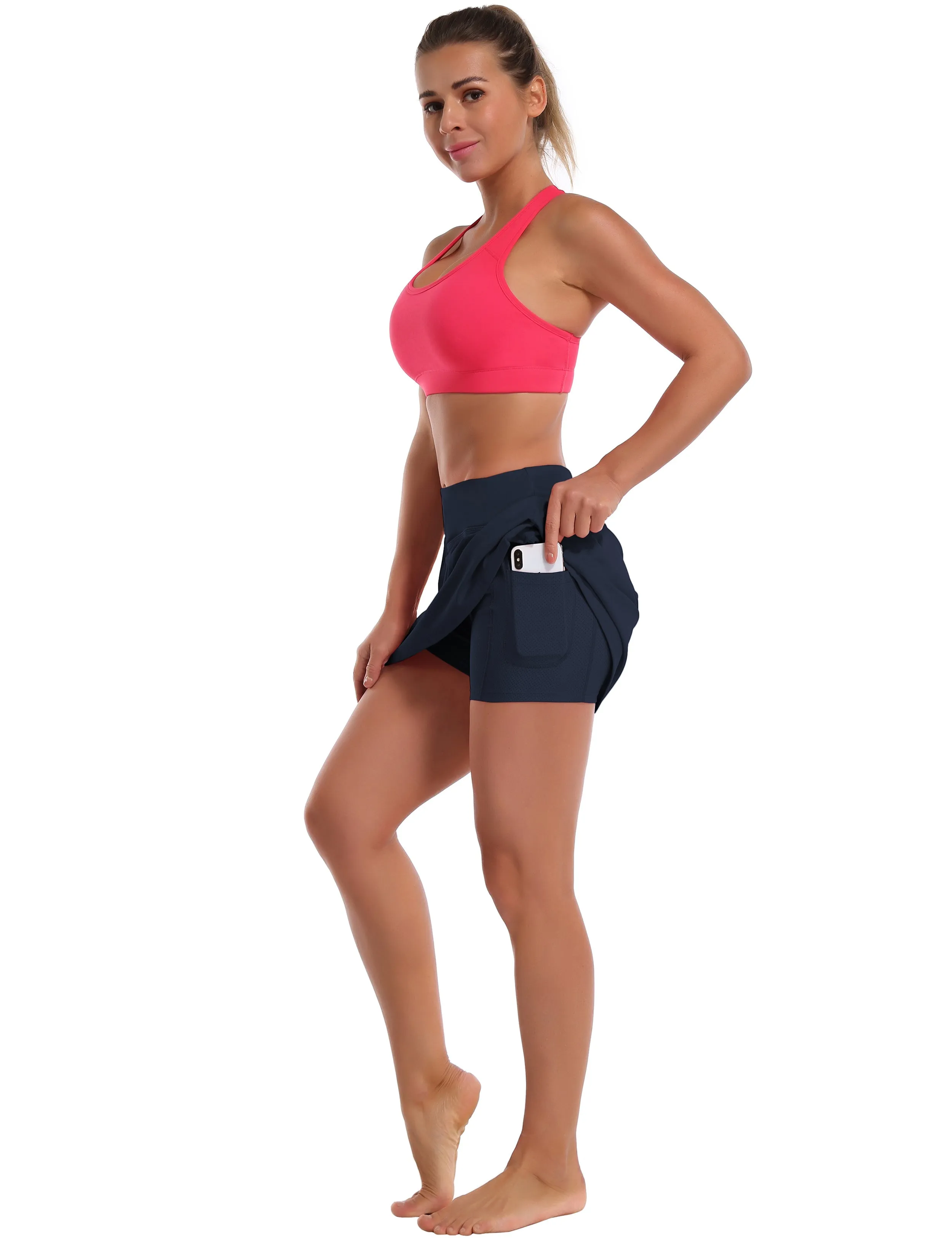 Athletic Tennis Golf Skort with Pocket Shorts darknavy_Biking