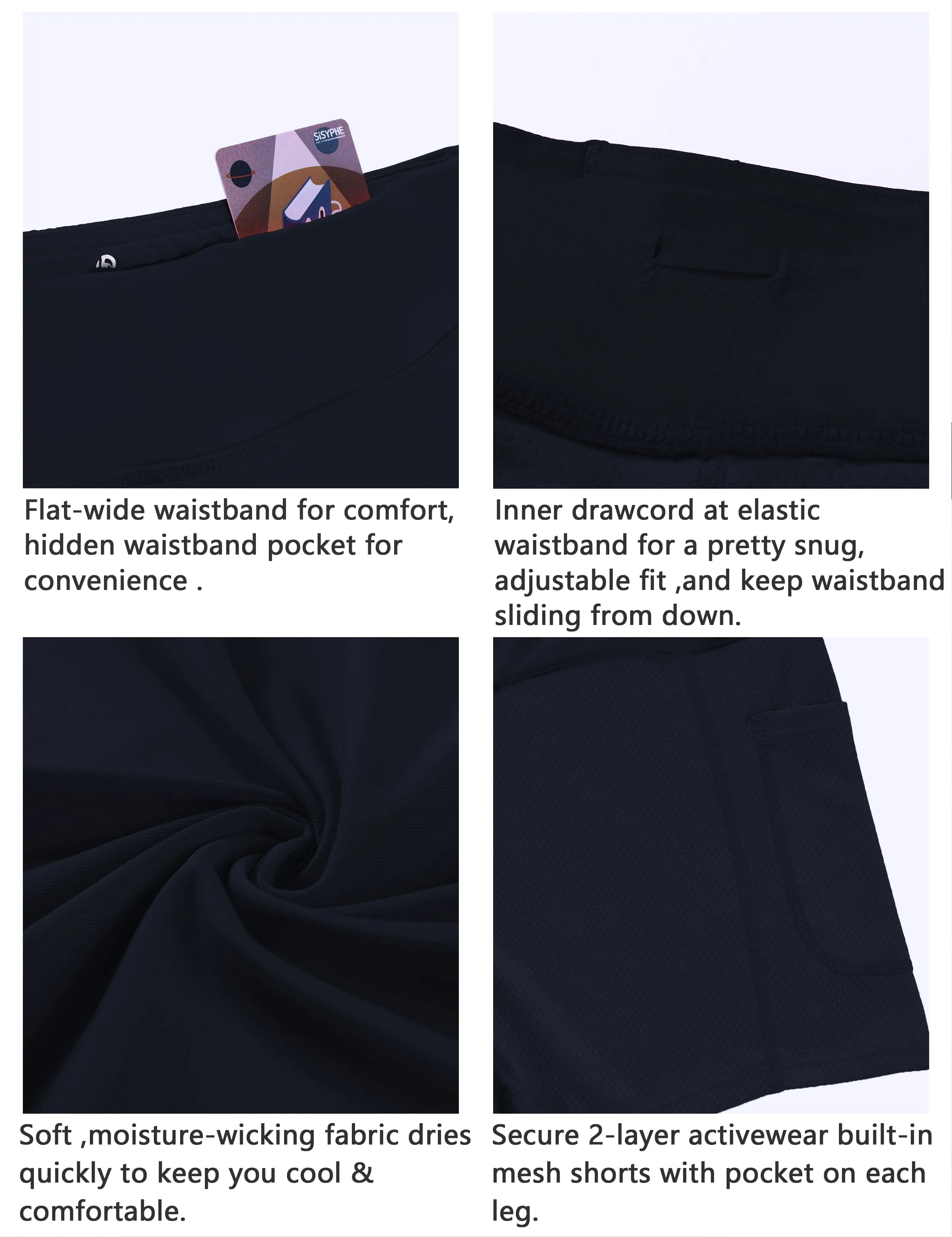 Athletic Tennis Golf Skort with Pocket Shorts darknavy_Biking