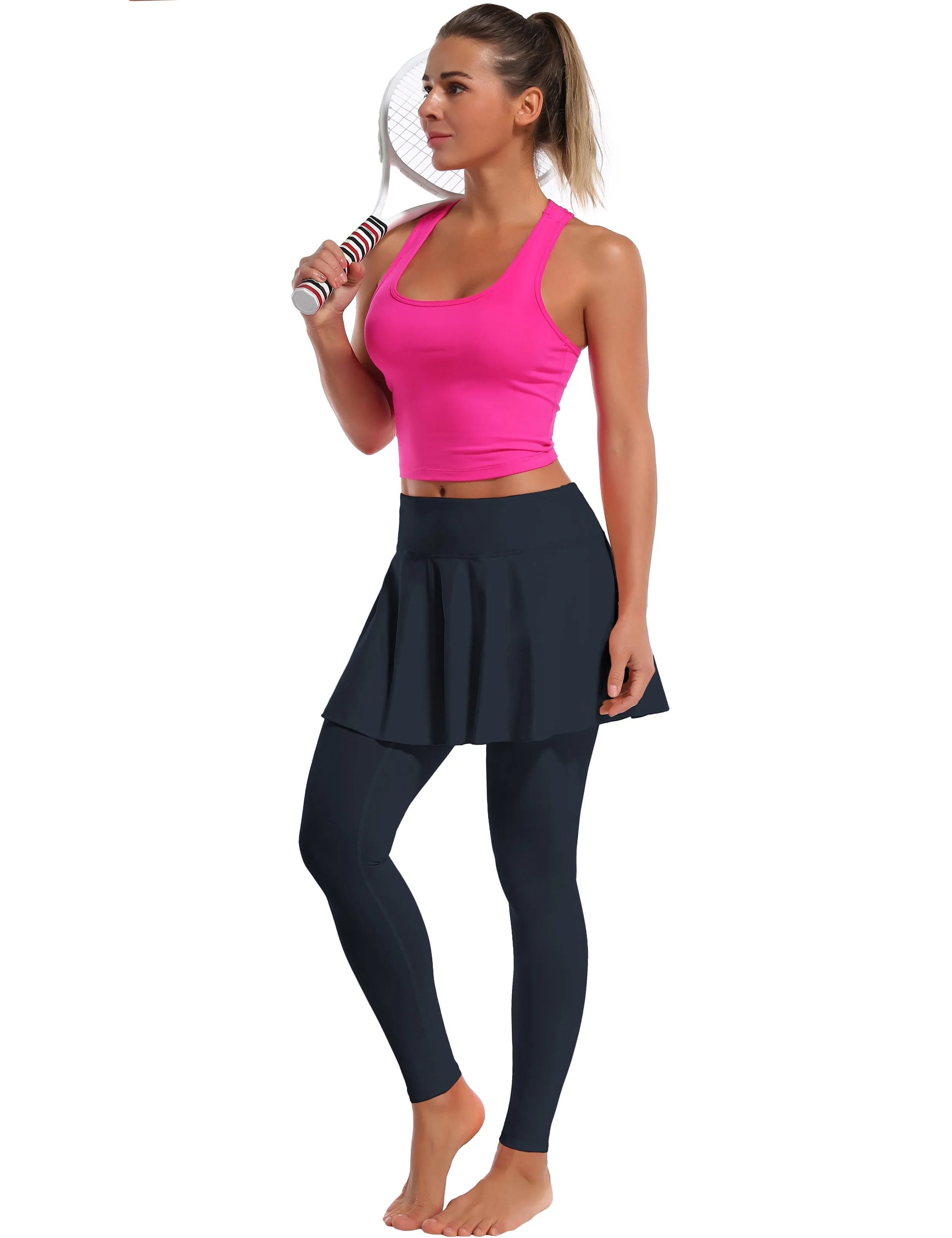 Athletic Tennis Golf Skort with Pocket Shorts darknavy_yogastudio
