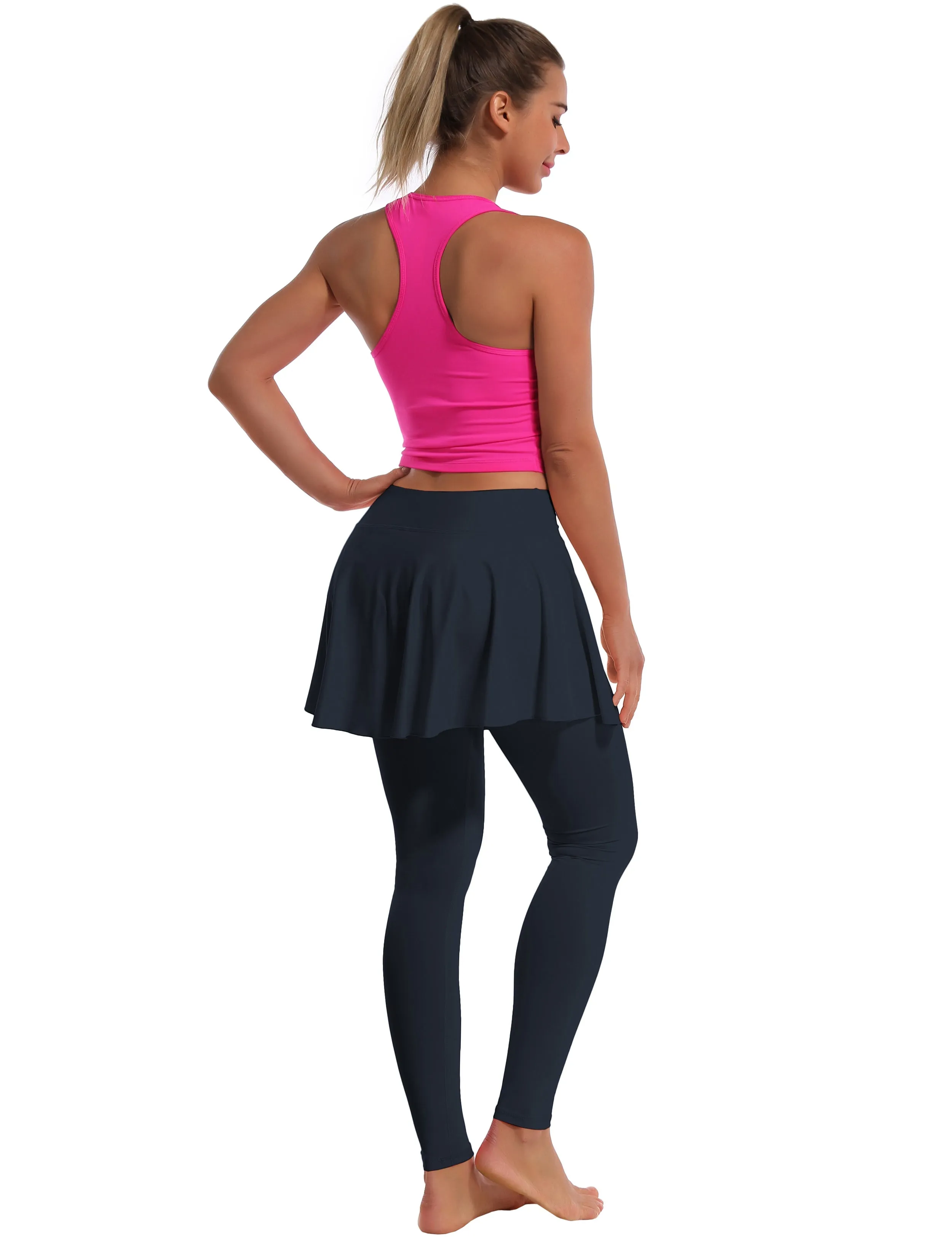 Athletic Tennis Golf Skort with Pocket Shorts darknavy_yogastudio