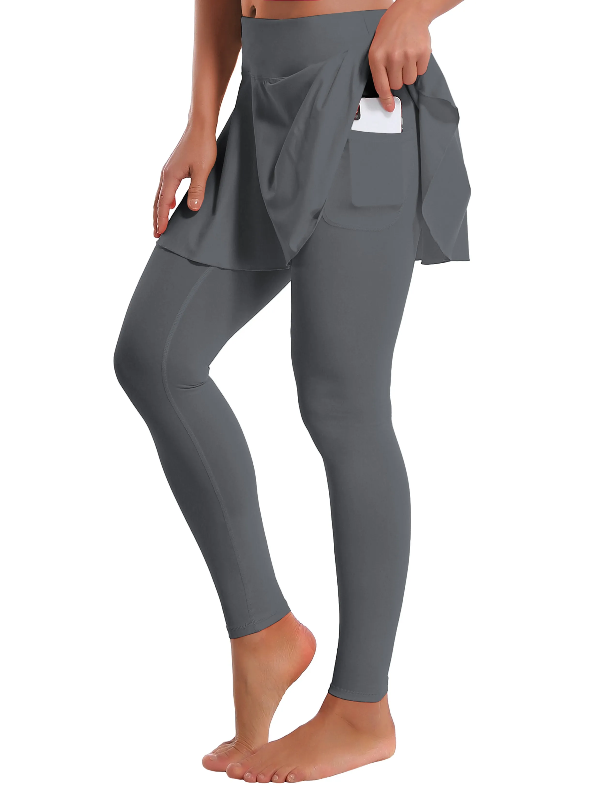 Athletic Tennis Golf Skort with Pocket Shorts gray_Tall Size