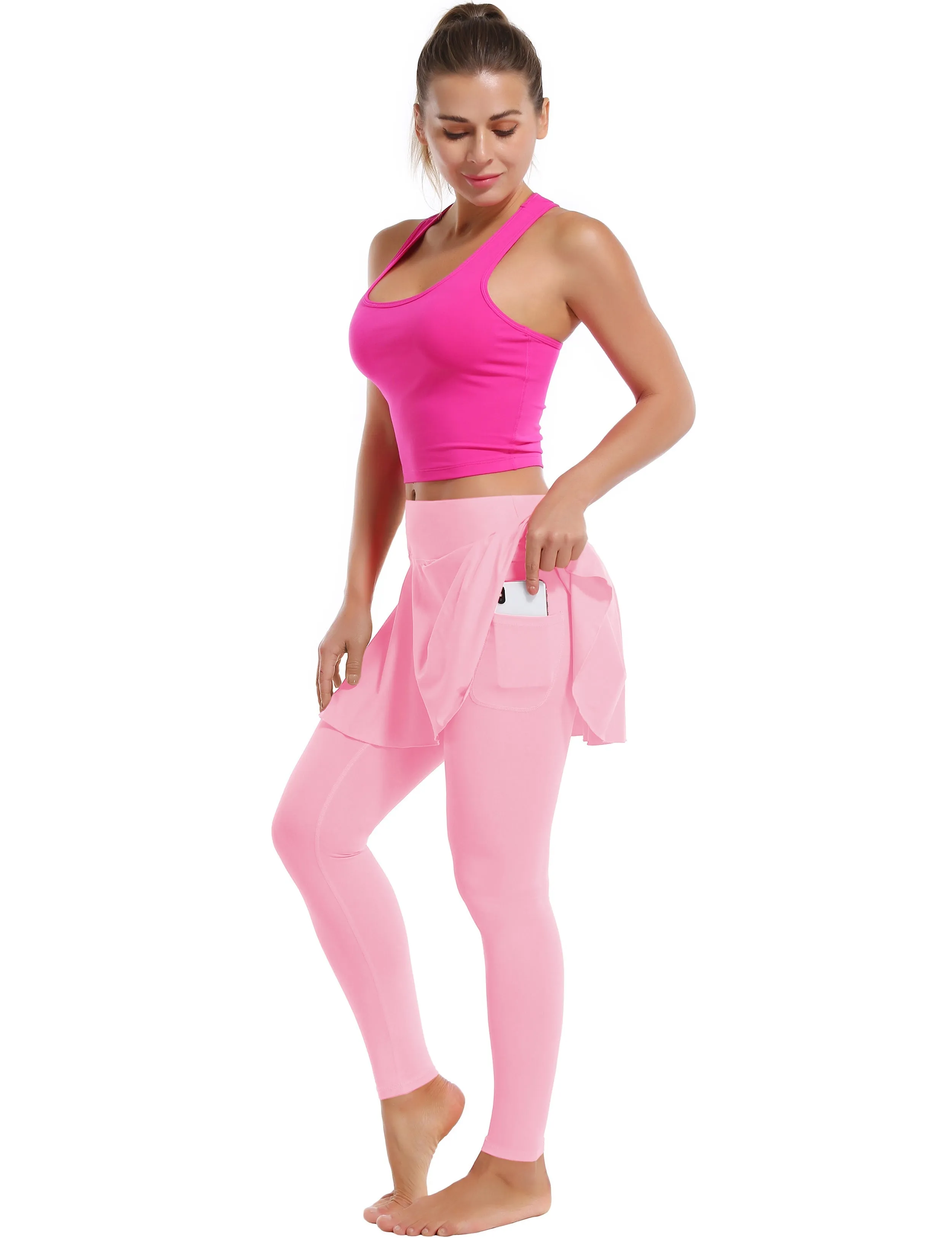 Athletic Tennis Golf Skort with Pocket Shorts lightpink_yogastudio