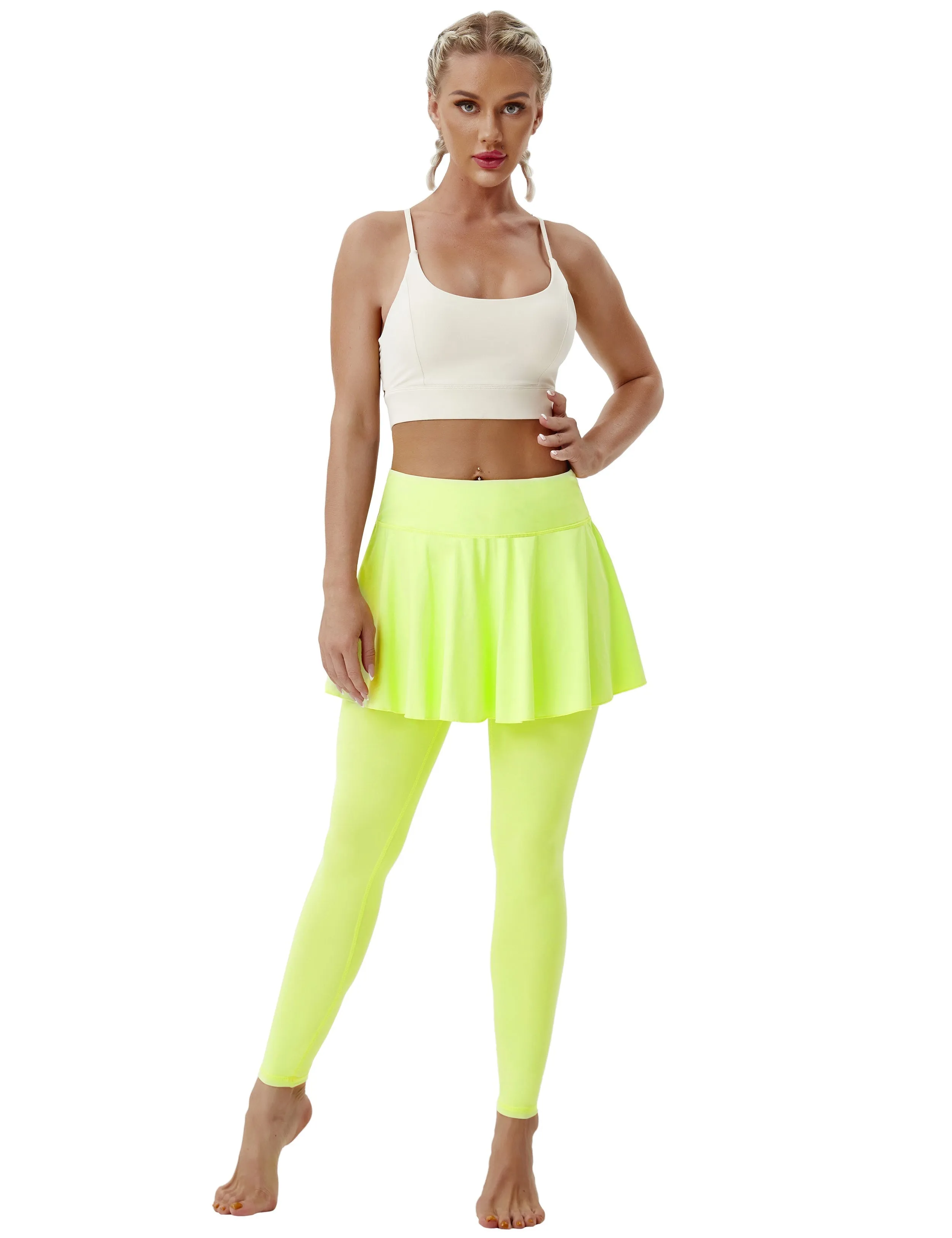 Athletic Tennis Golf Skort with Pocket Shorts neonyellow_yogastudio