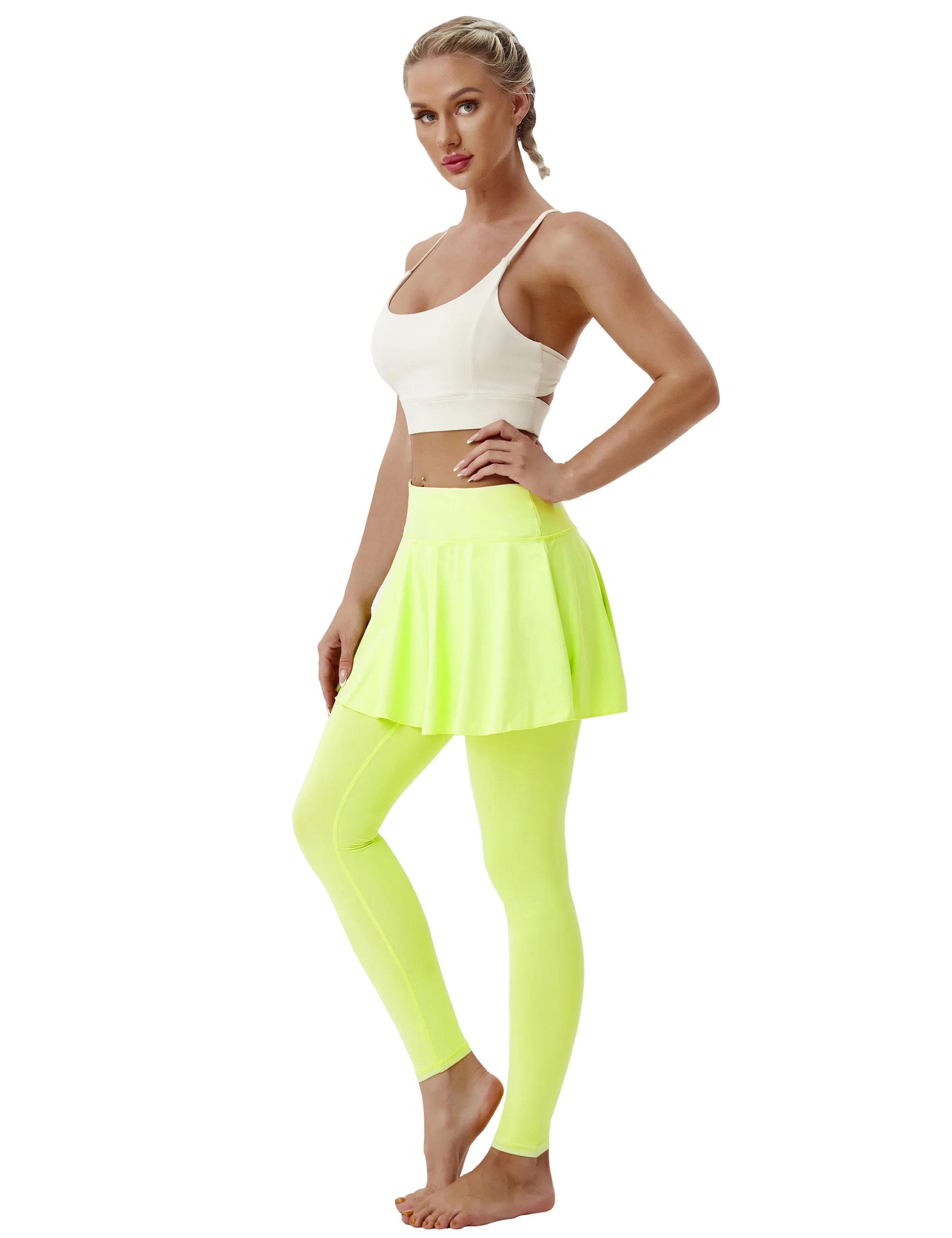 Athletic Tennis Golf Skort with Pocket Shorts neonyellow_yogastudio