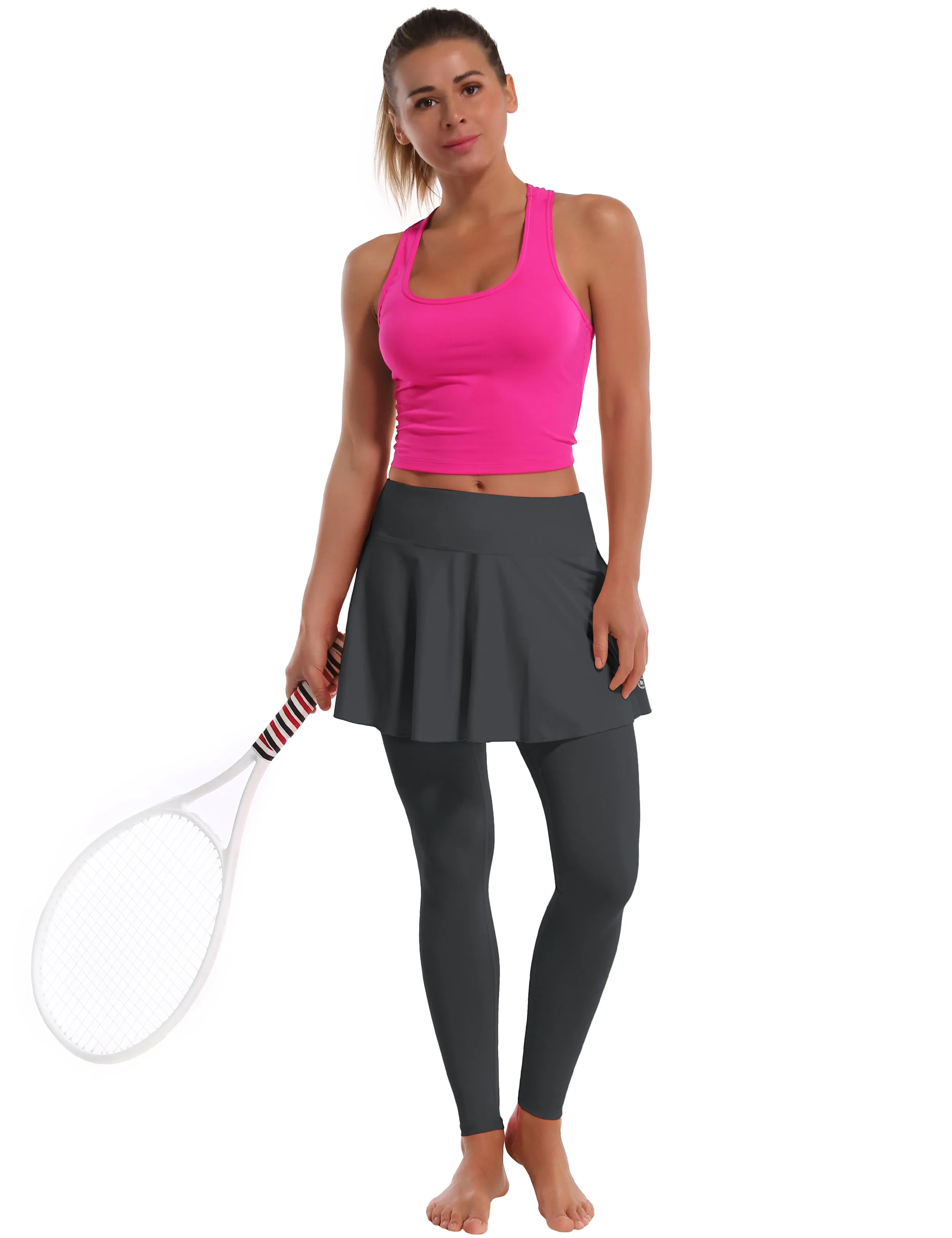 Athletic Tennis Golf Skort with Pocket Shorts shadowcharcoal_yogastudio