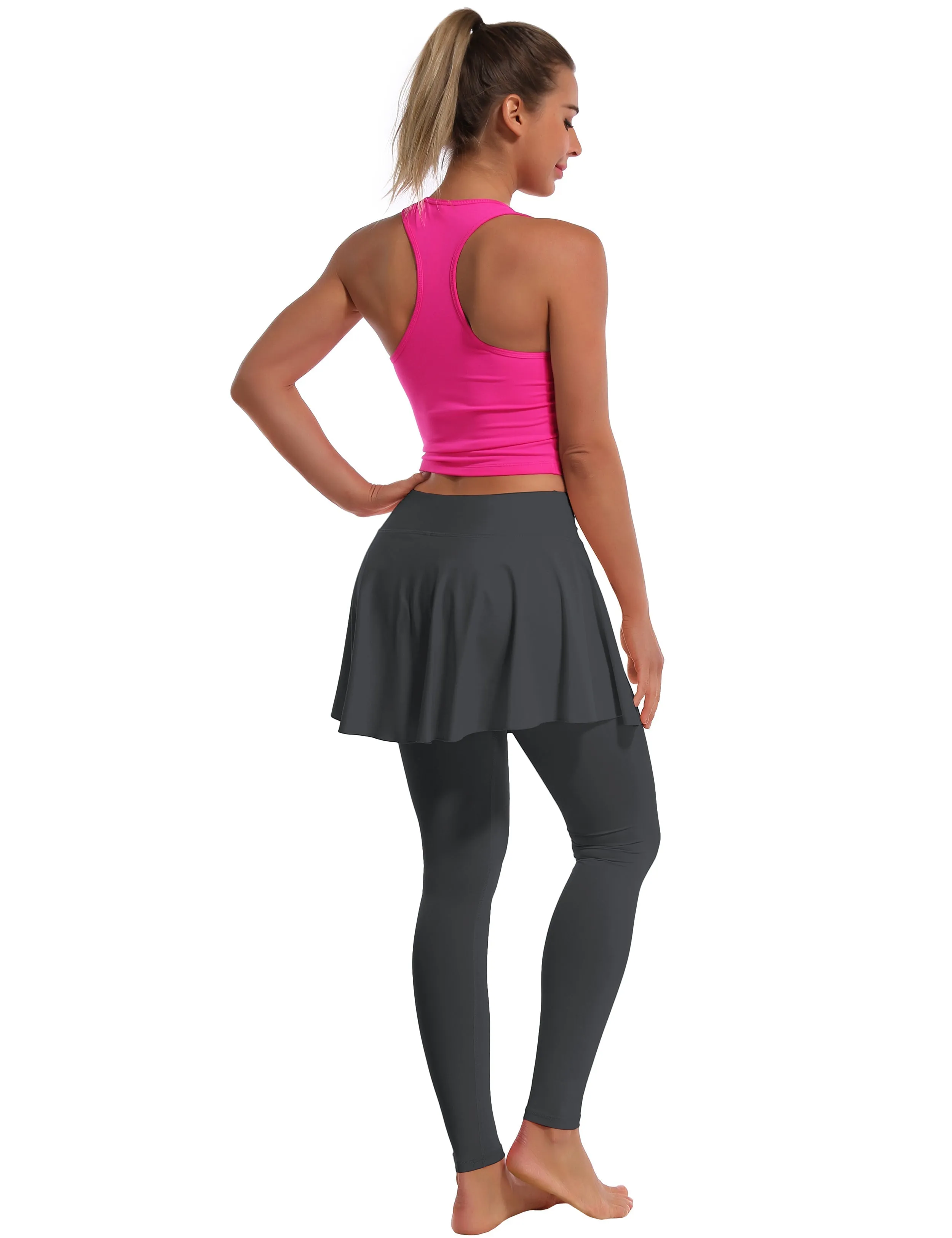 Athletic Tennis Golf Skort with Pocket Shorts shadowcharcoal_yogastudio