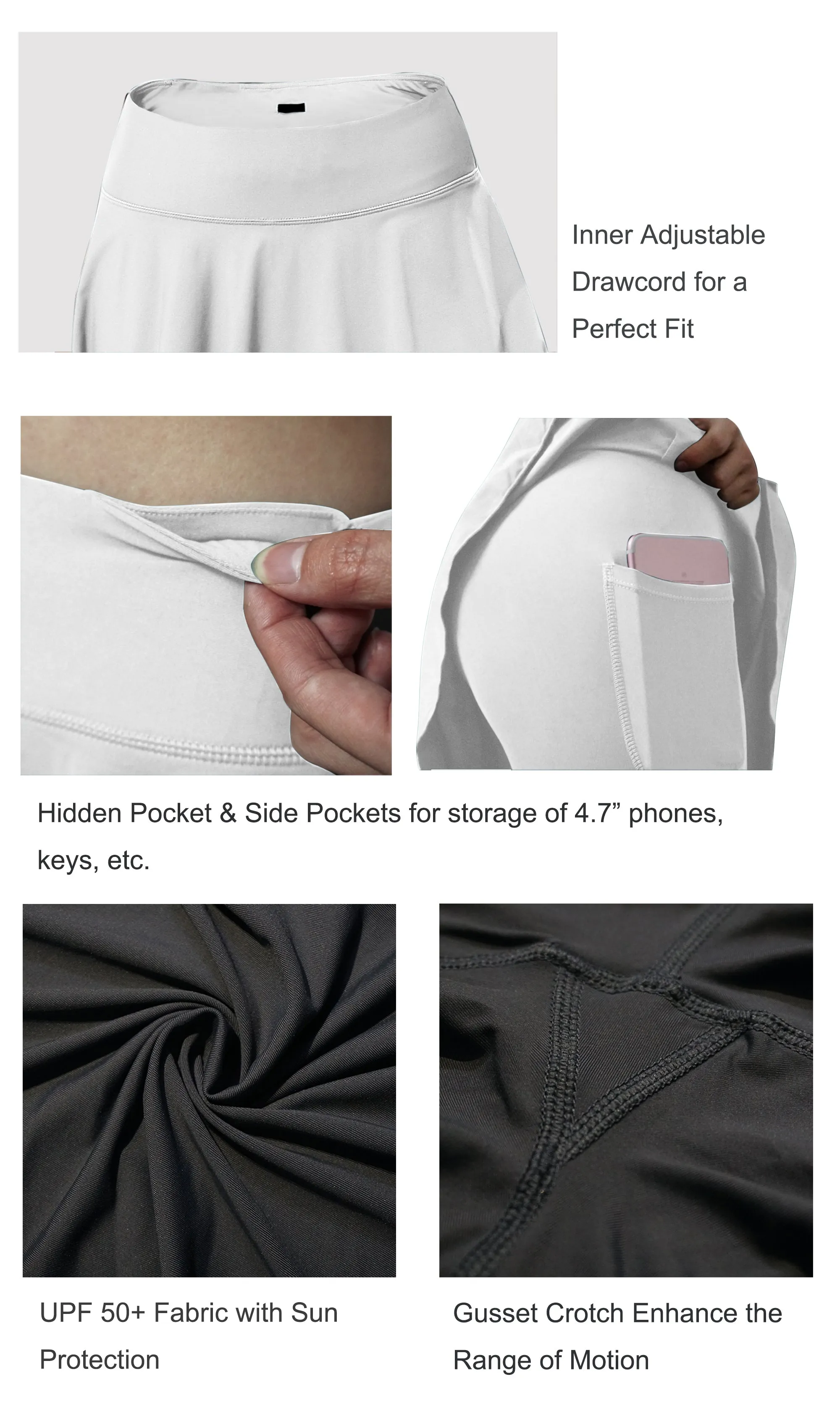 Athletic Tennis Golf Skort with Pocket Shorts white_Biking