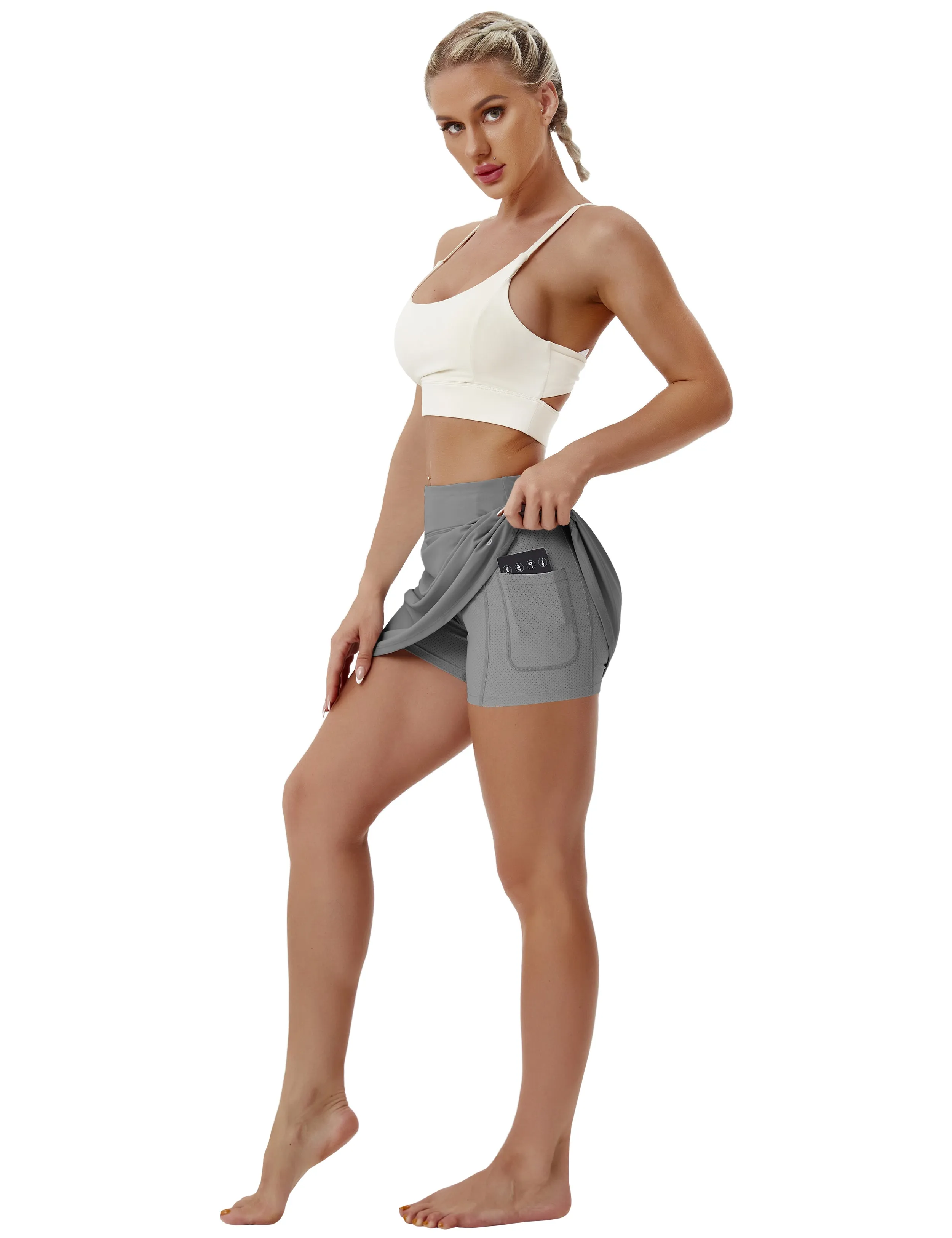 Athletic Tennis Golf Skort with Pockets Shorts gray_Gym