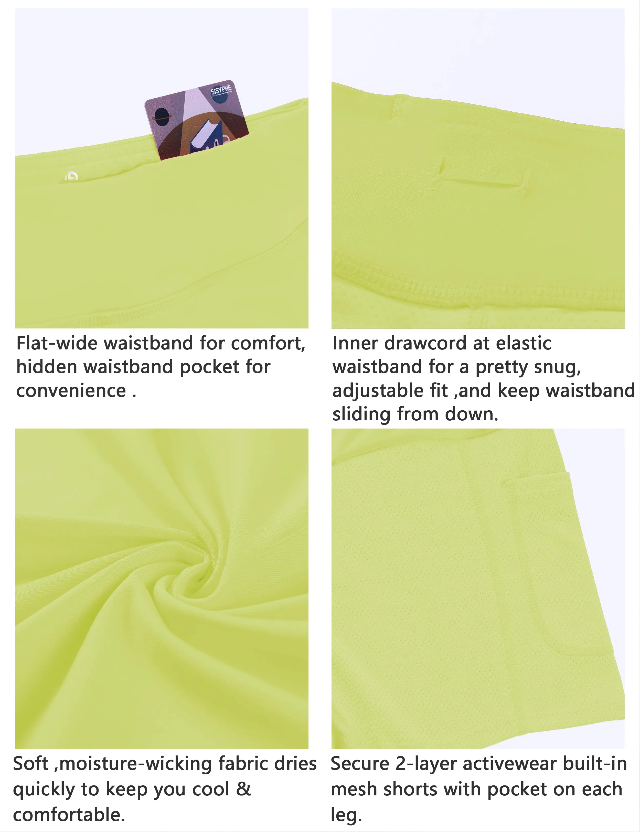 Athletic Tennis Golf Skort with Pockets Shorts neonyellow_Tall Size