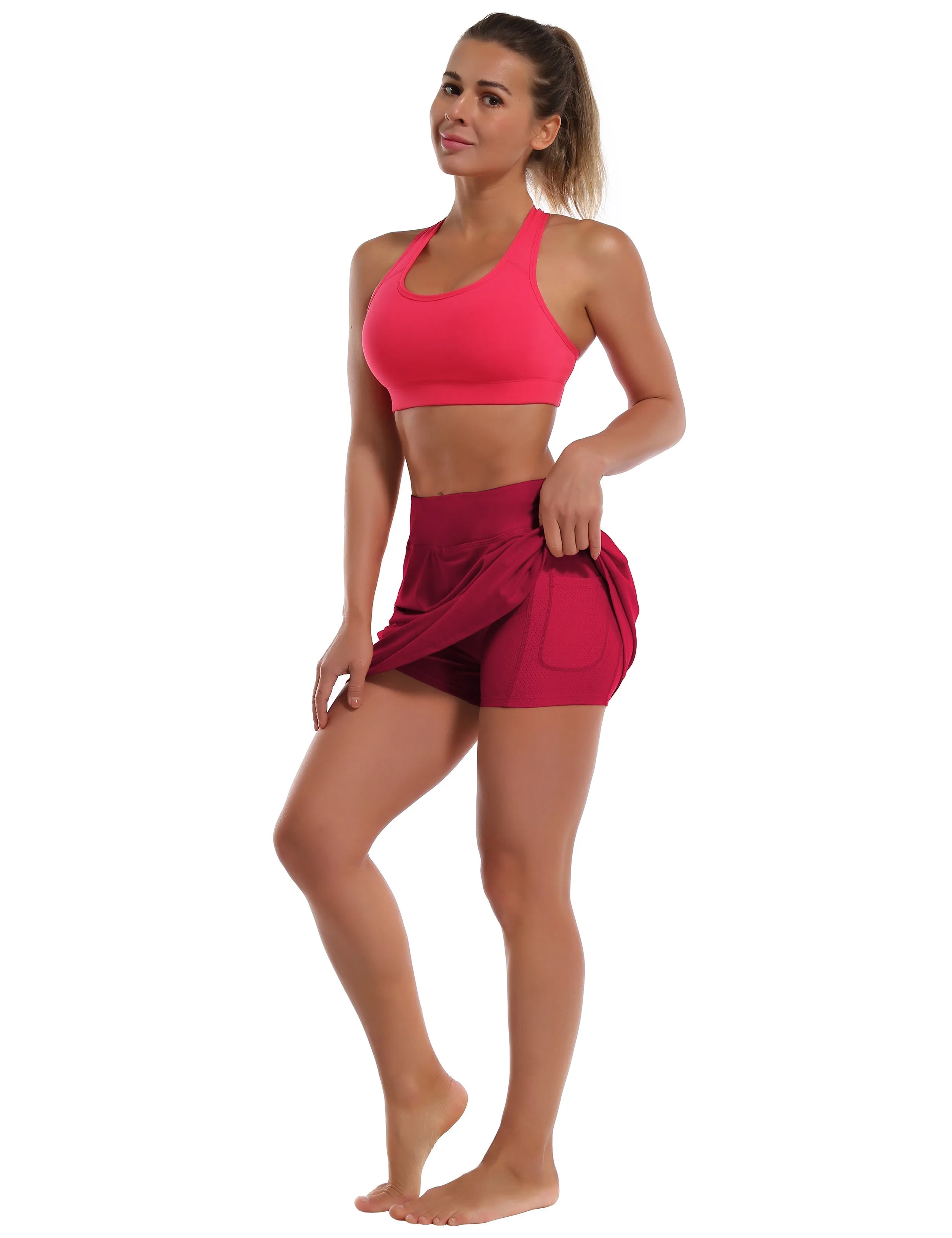 Athletic Tennis Golf Skort with Pockets Shorts rosecoral_Tall Size