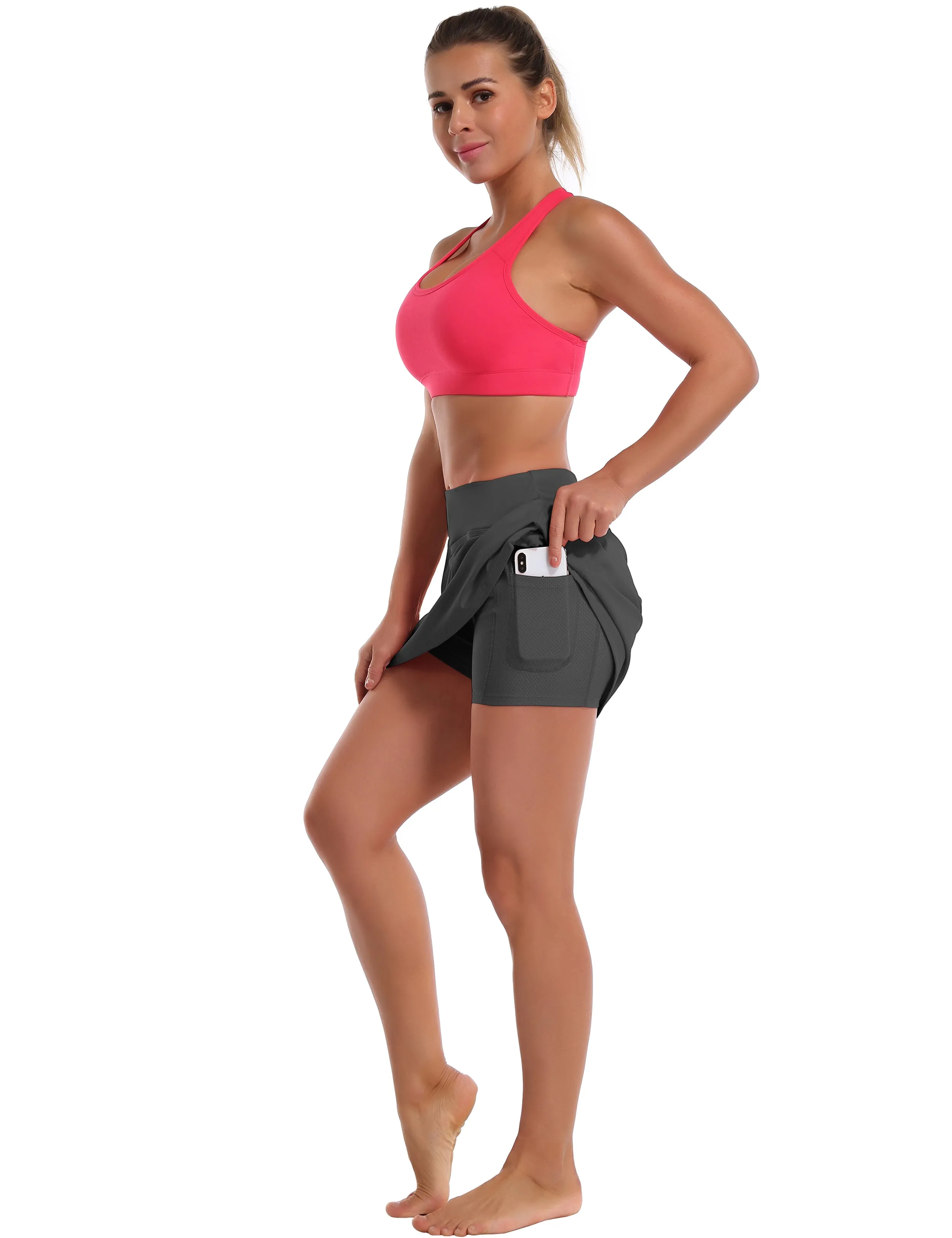 Athletic Tennis Golf Skort with Pockets Shorts shadowcharcoal ins_Tall Size